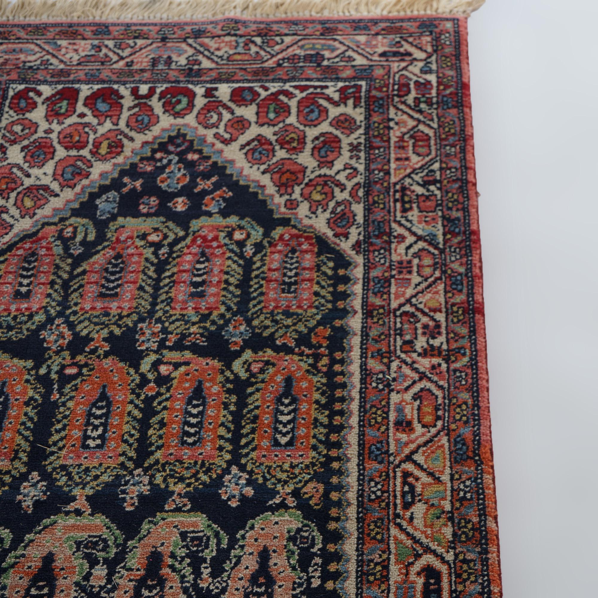 Wool Antique Kadjar Karastan Oriental 3x12 Rug Runner with Boteh Design C1930