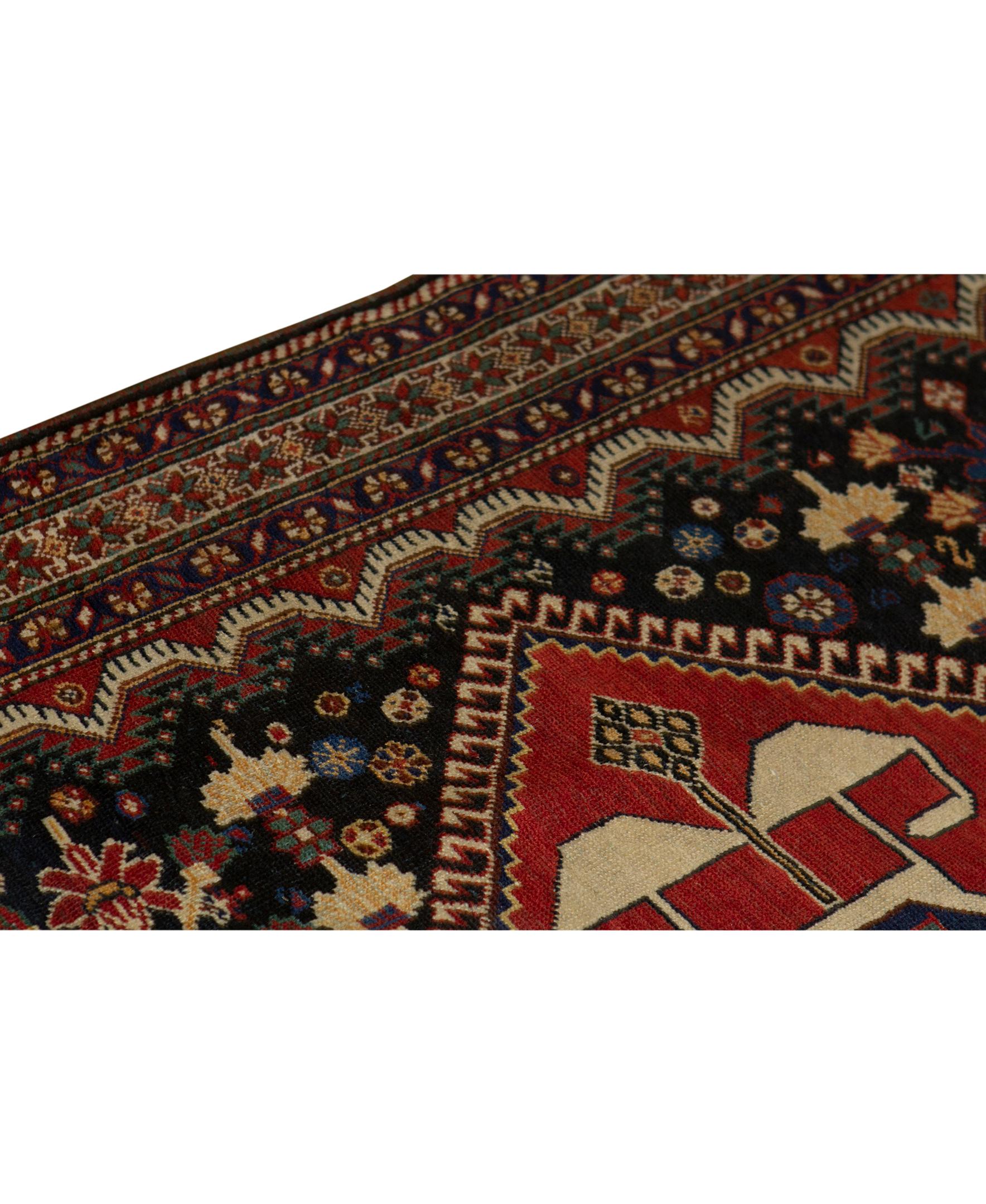 Antique Persian Fine Traditional Handwoven Luxury Wool Multi Rug. Size: 5'-6