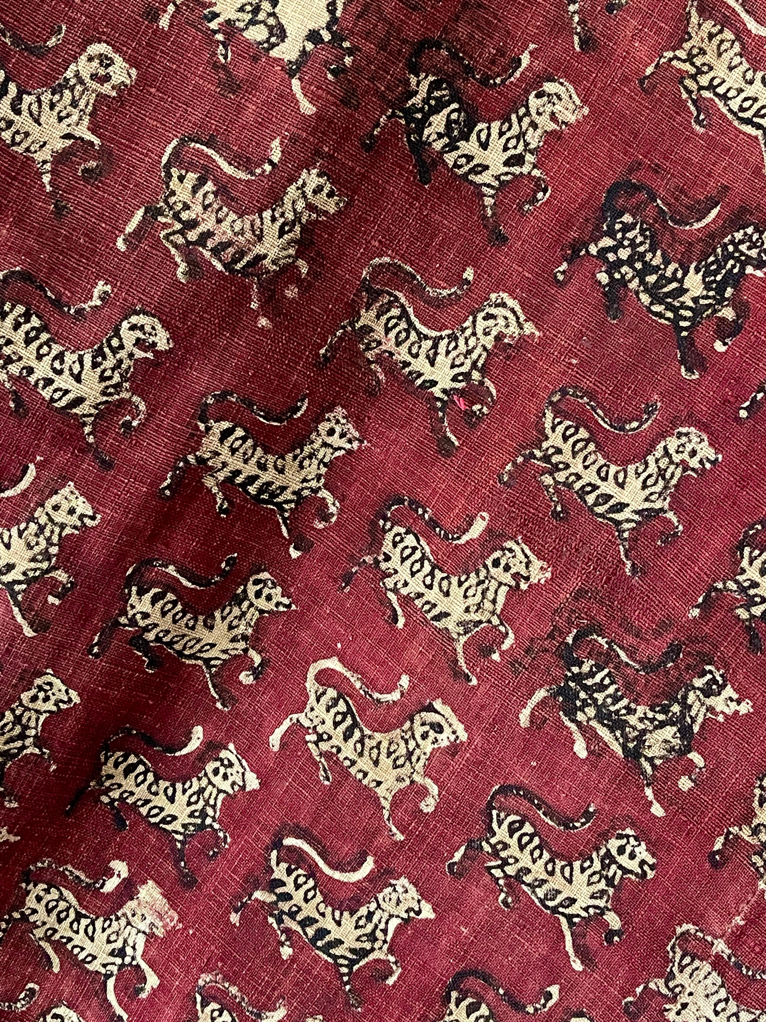 Antike Kalamkari-Zelttafel mit Blockdruck im Angebot 5