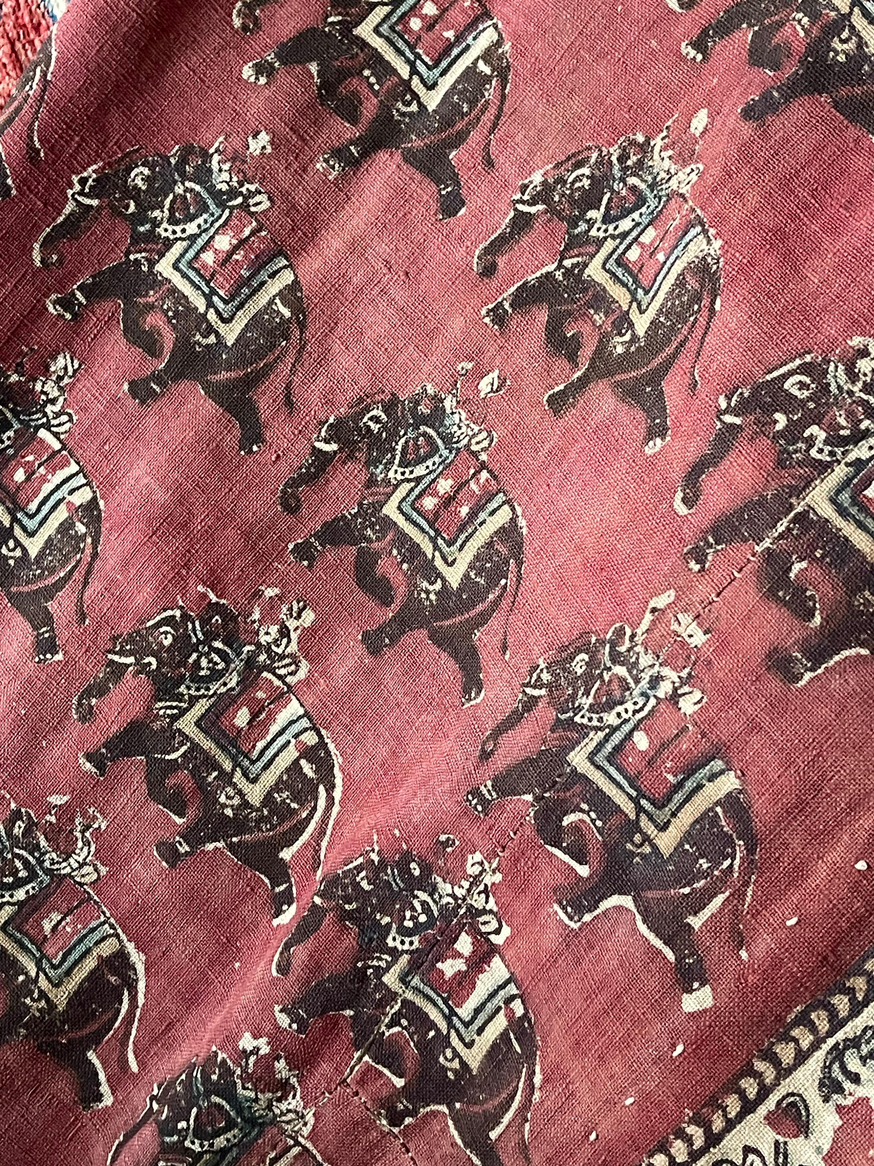 Antike Kalamkari-Zelttafel mit Blockdruck im Angebot 6