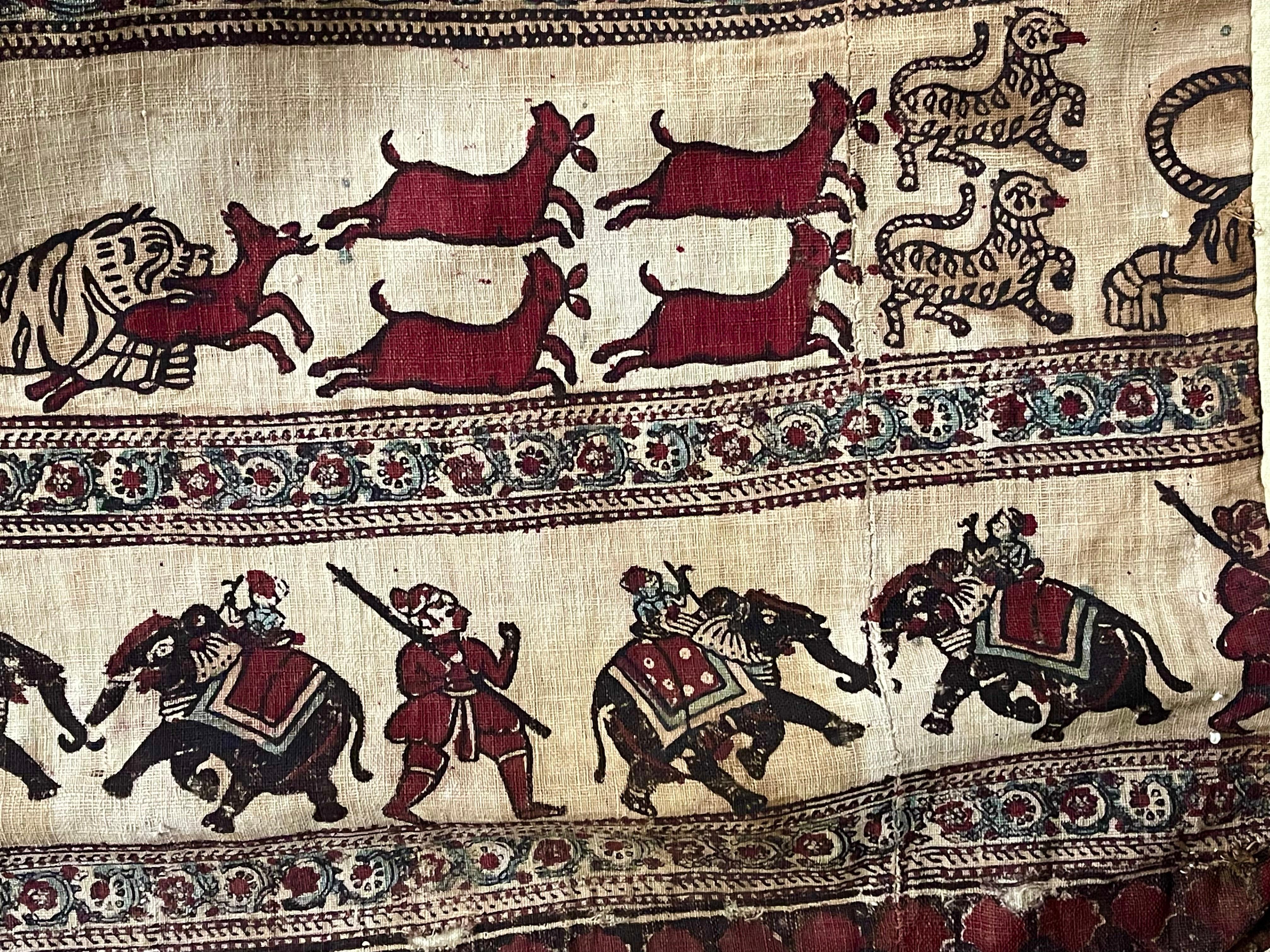 Antike Kalamkari-Zelttafel mit Blockdruck im Angebot 7