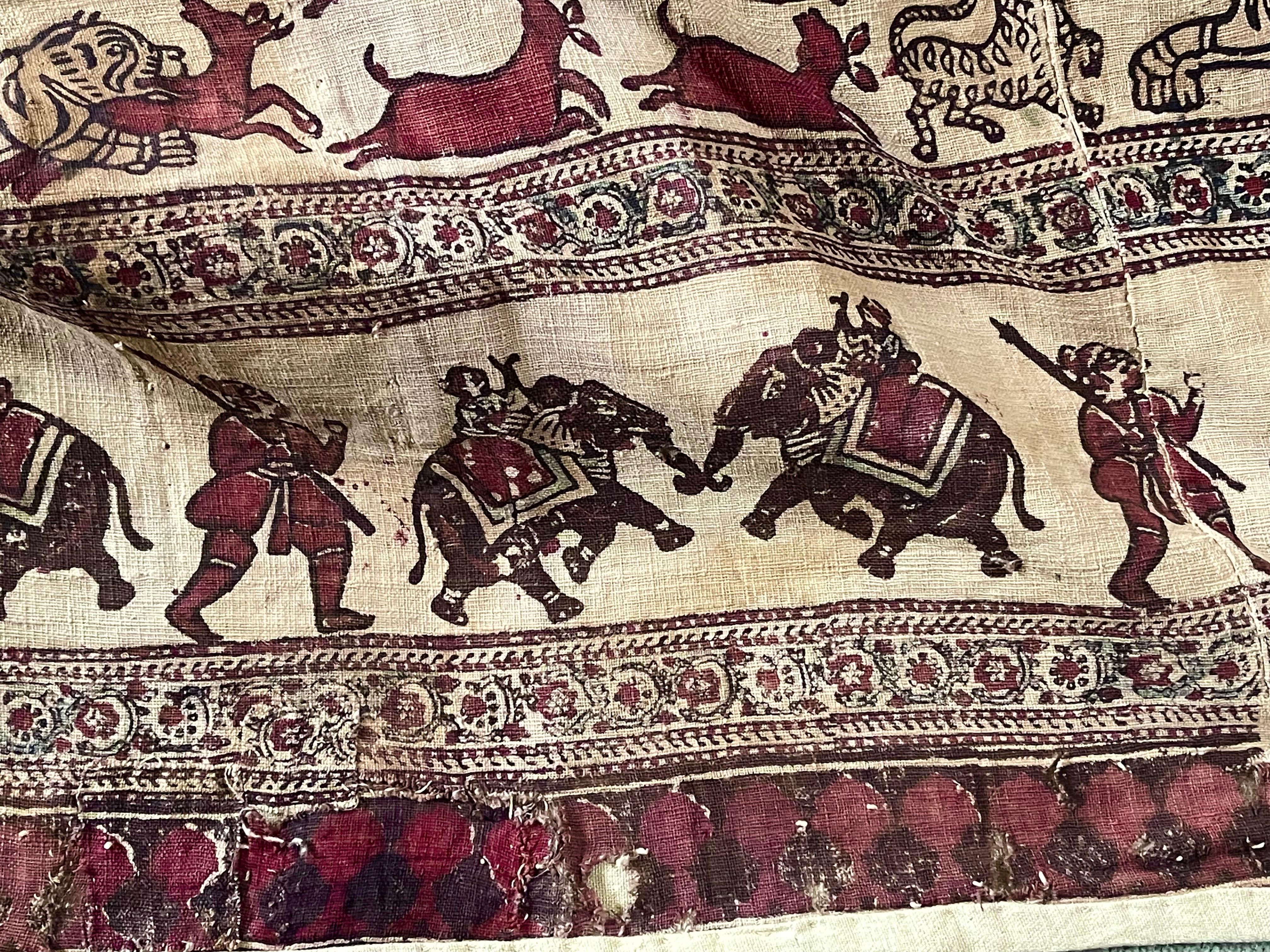 Antike Kalamkari-Zelttafel mit Blockdruck im Angebot 8