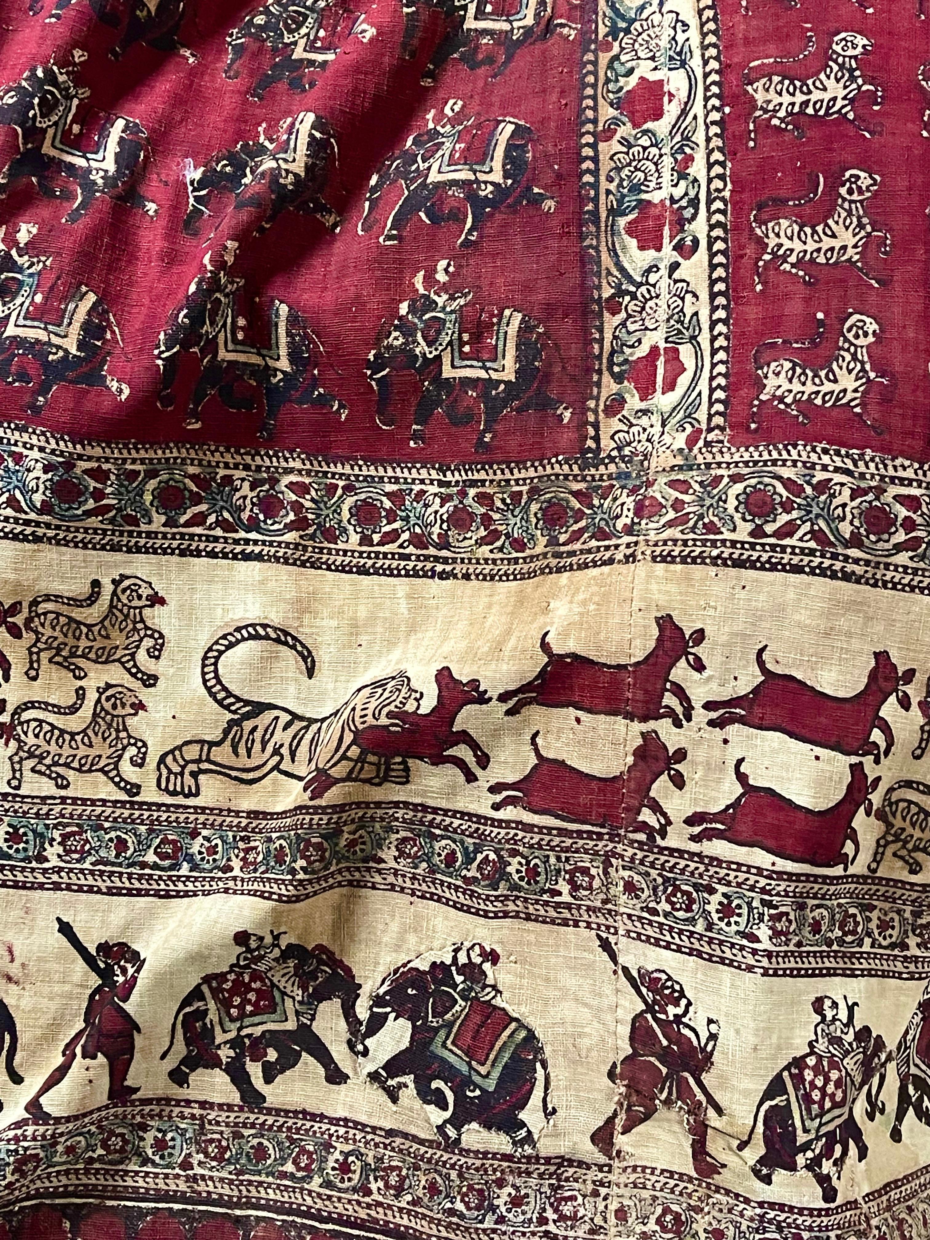 Antike Kalamkari-Zelttafel mit Blockdruck im Angebot 9