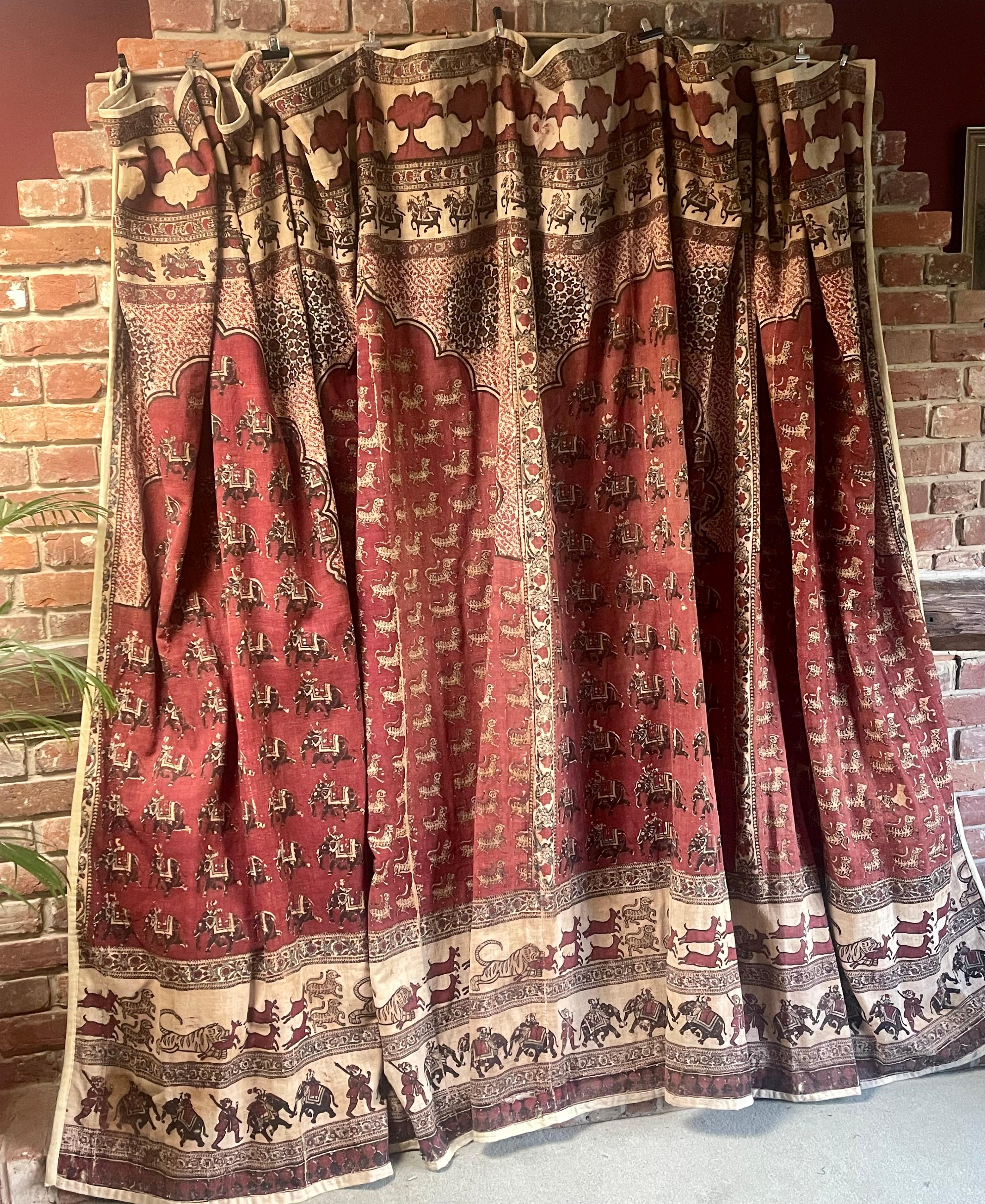 Antike Kalamkari-Zelttafel mit Blockdruck (Stammeskunst) im Angebot