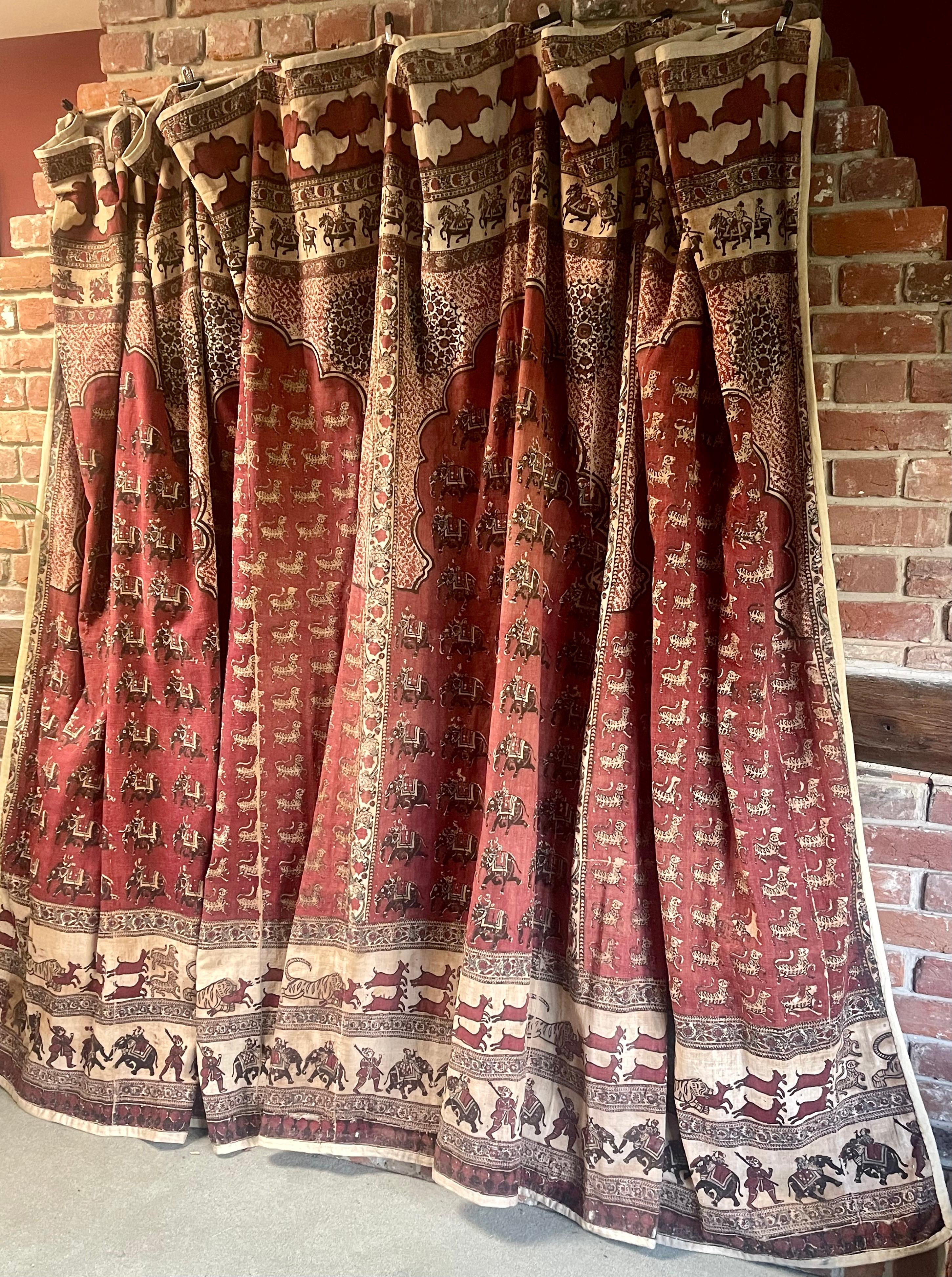 Antike Kalamkari-Zelttafel mit Blockdruck (Indisch) im Angebot