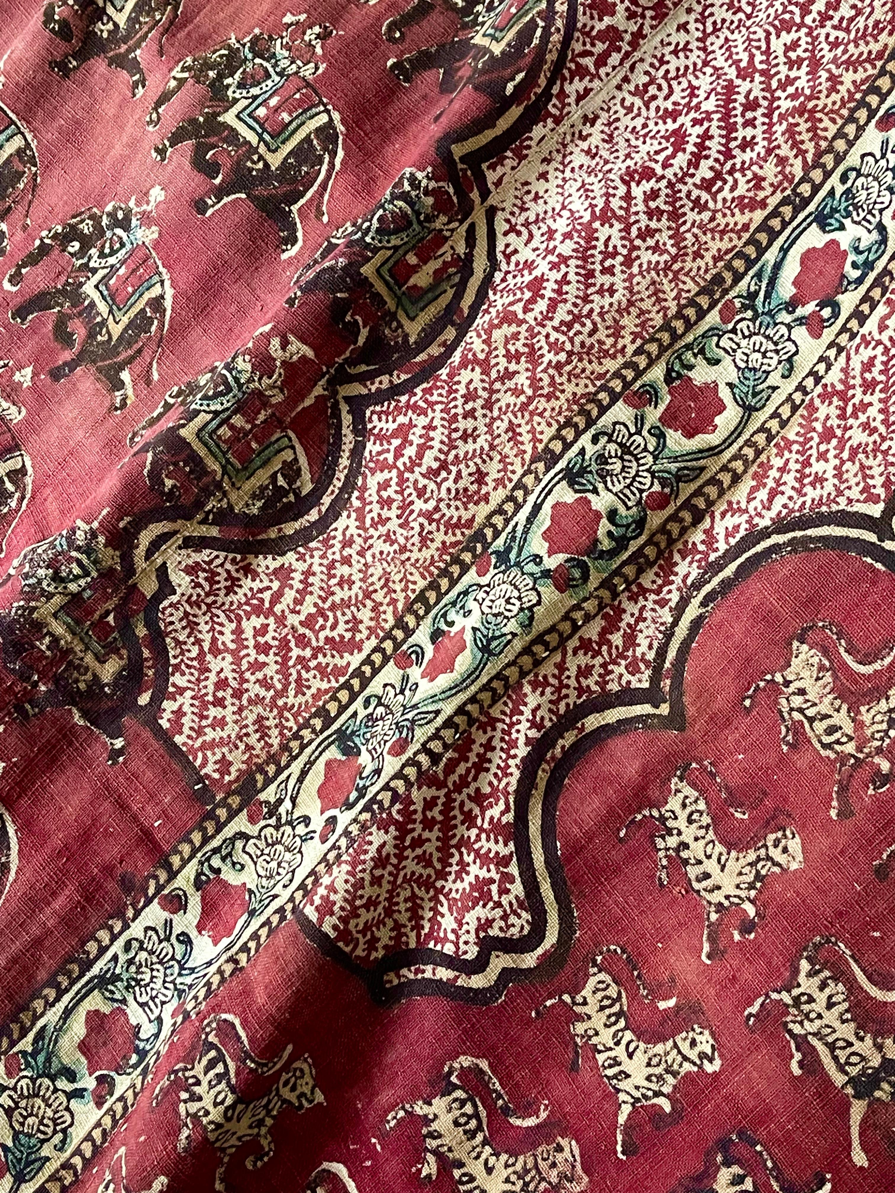 Antike Kalamkari-Zelttafel mit Blockdruck im Angebot 4