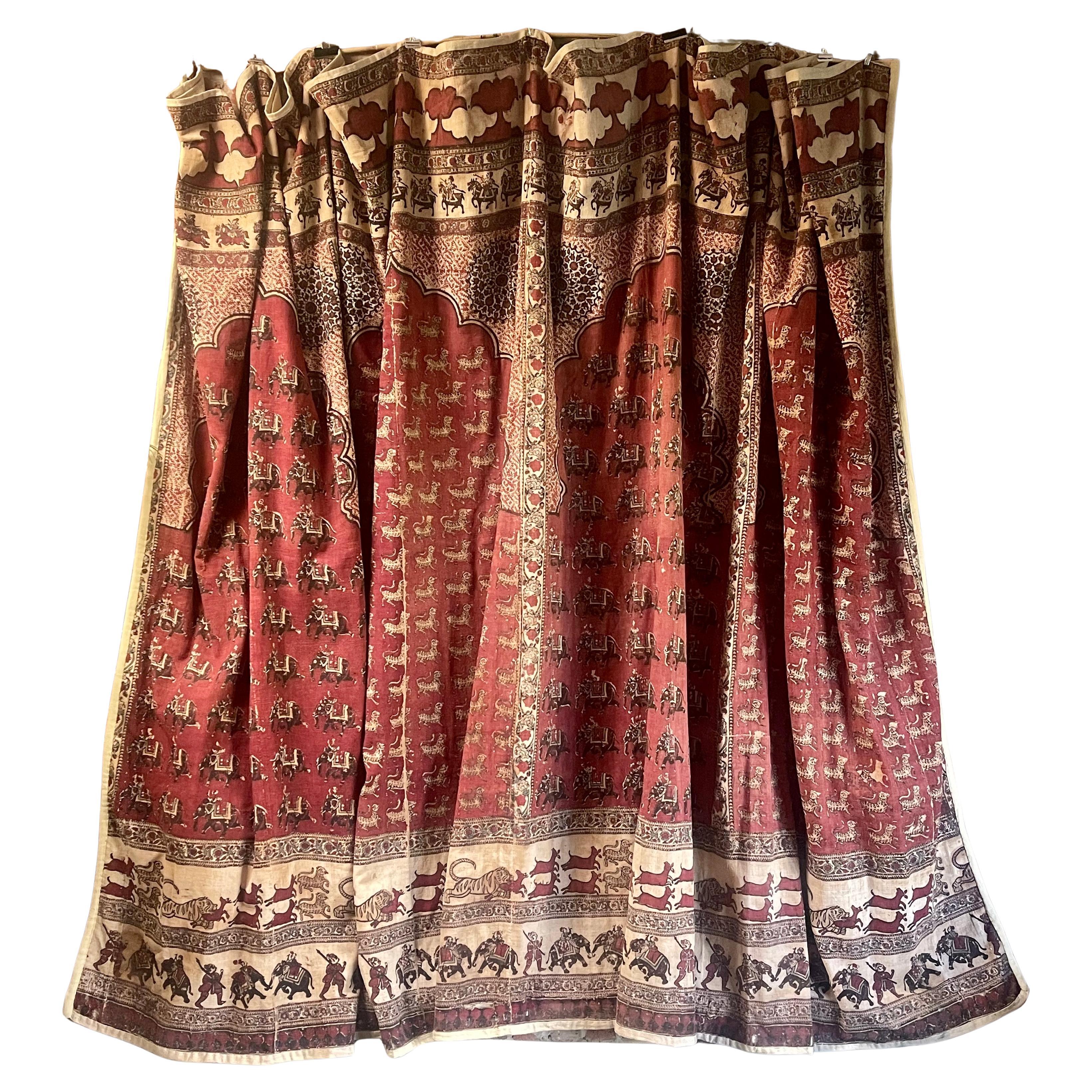 Antique Kalamkari Block Printed Tent Panel