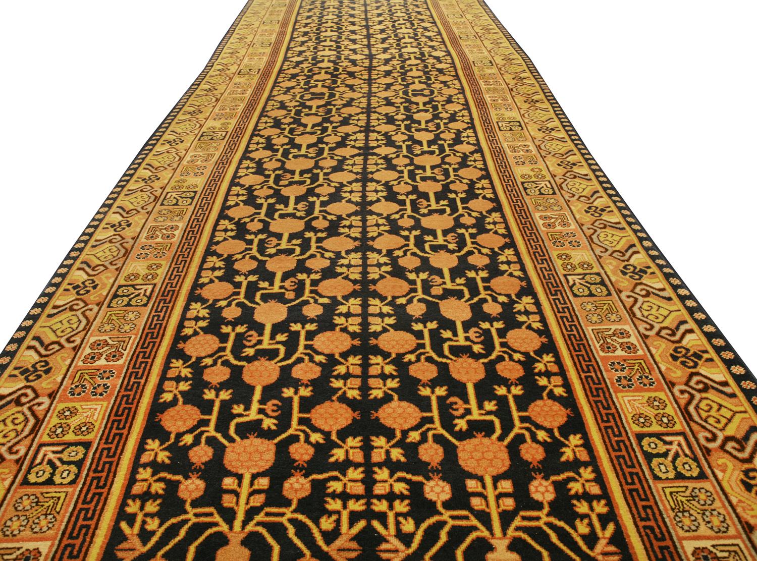 Hand-Knotted Antique Kalleh Khotan Wool Carpet East Turkistan, ca. 1920 For Sale