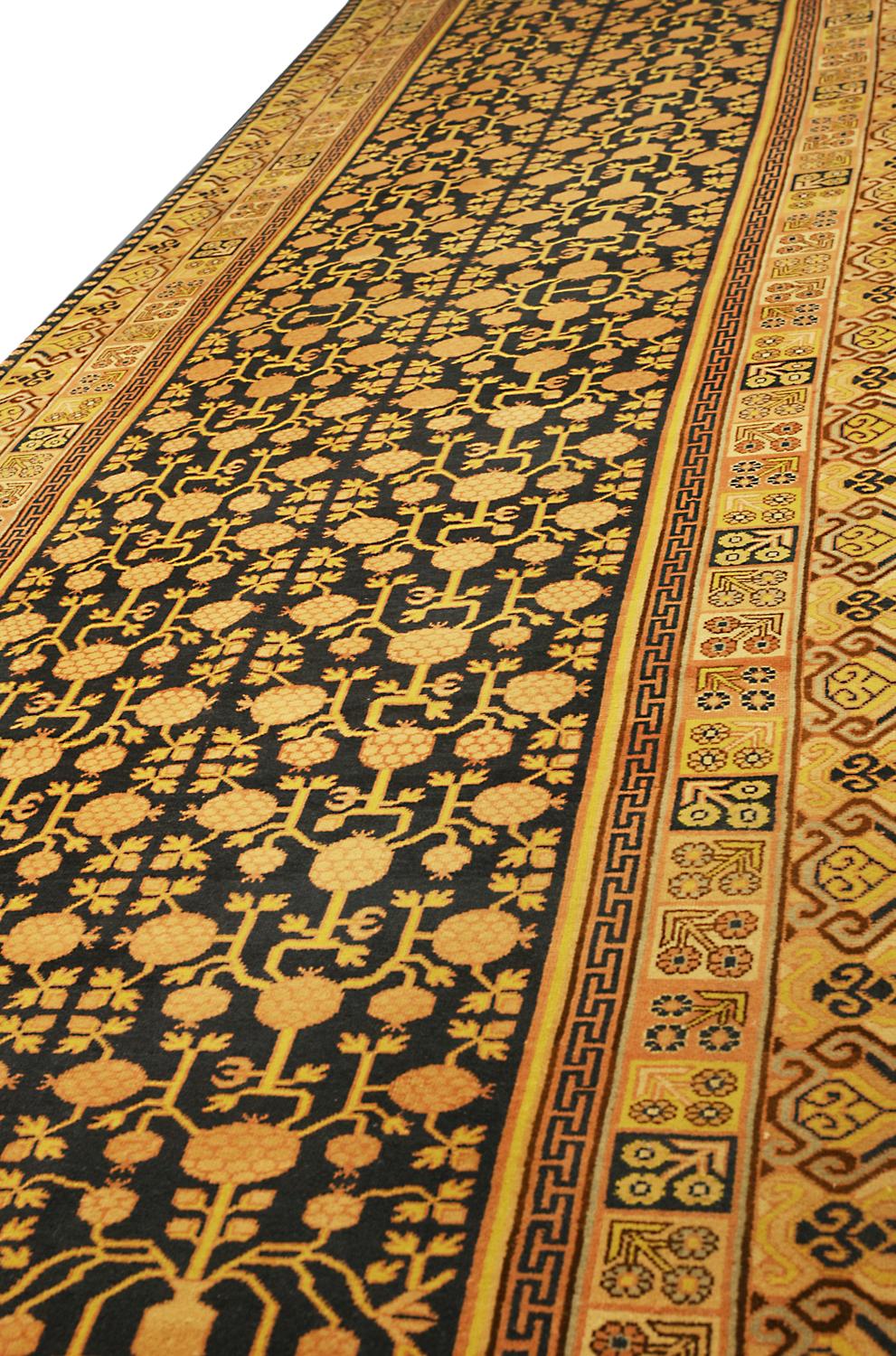19th Century Antique Kalleh Khotan Wool Carpet East Turkistan, ca. 1920 For Sale