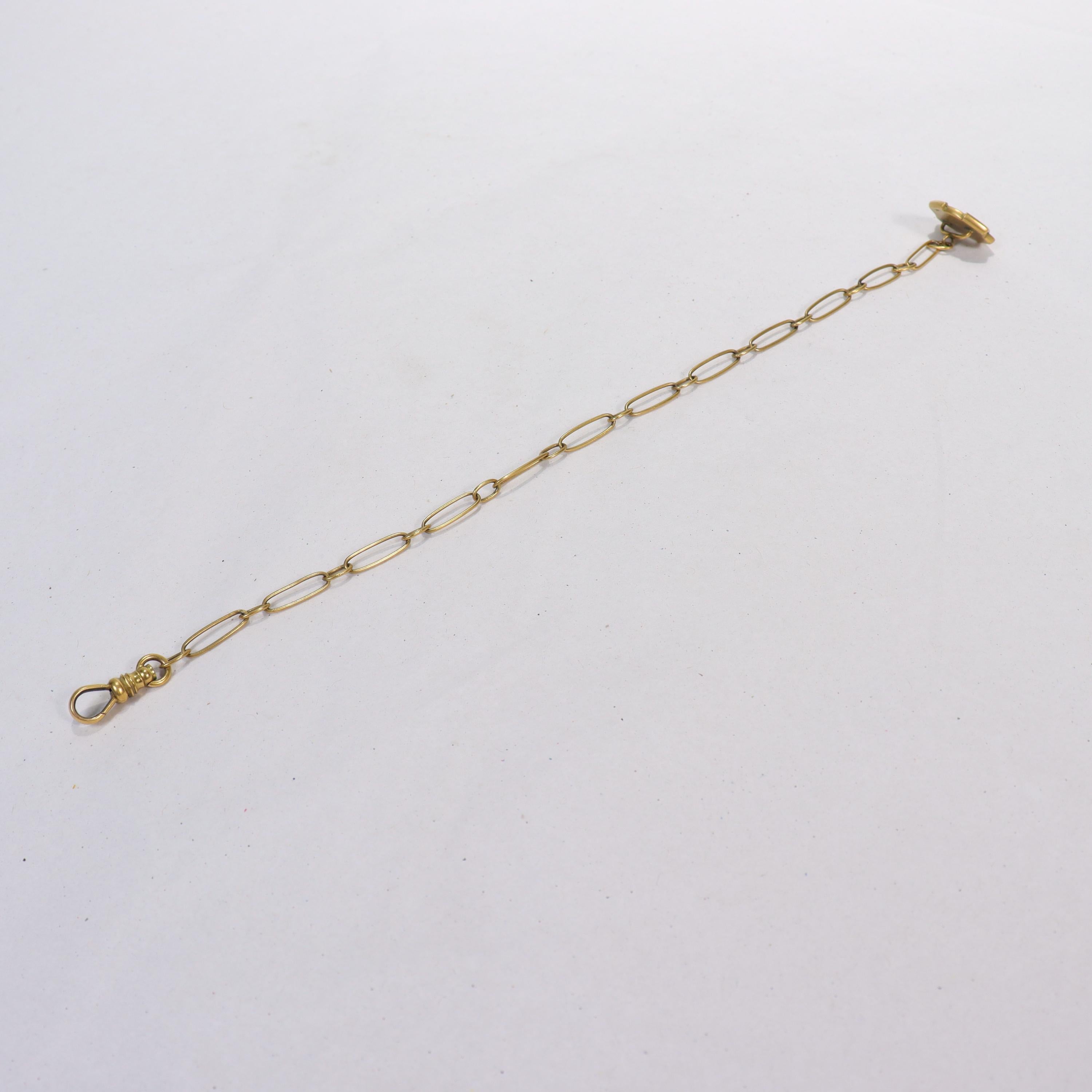 Antique Kalo Shop 14K Gold American Arts & Crafts Pocket Watch Chain In Good Condition For Sale In Philadelphia, PA