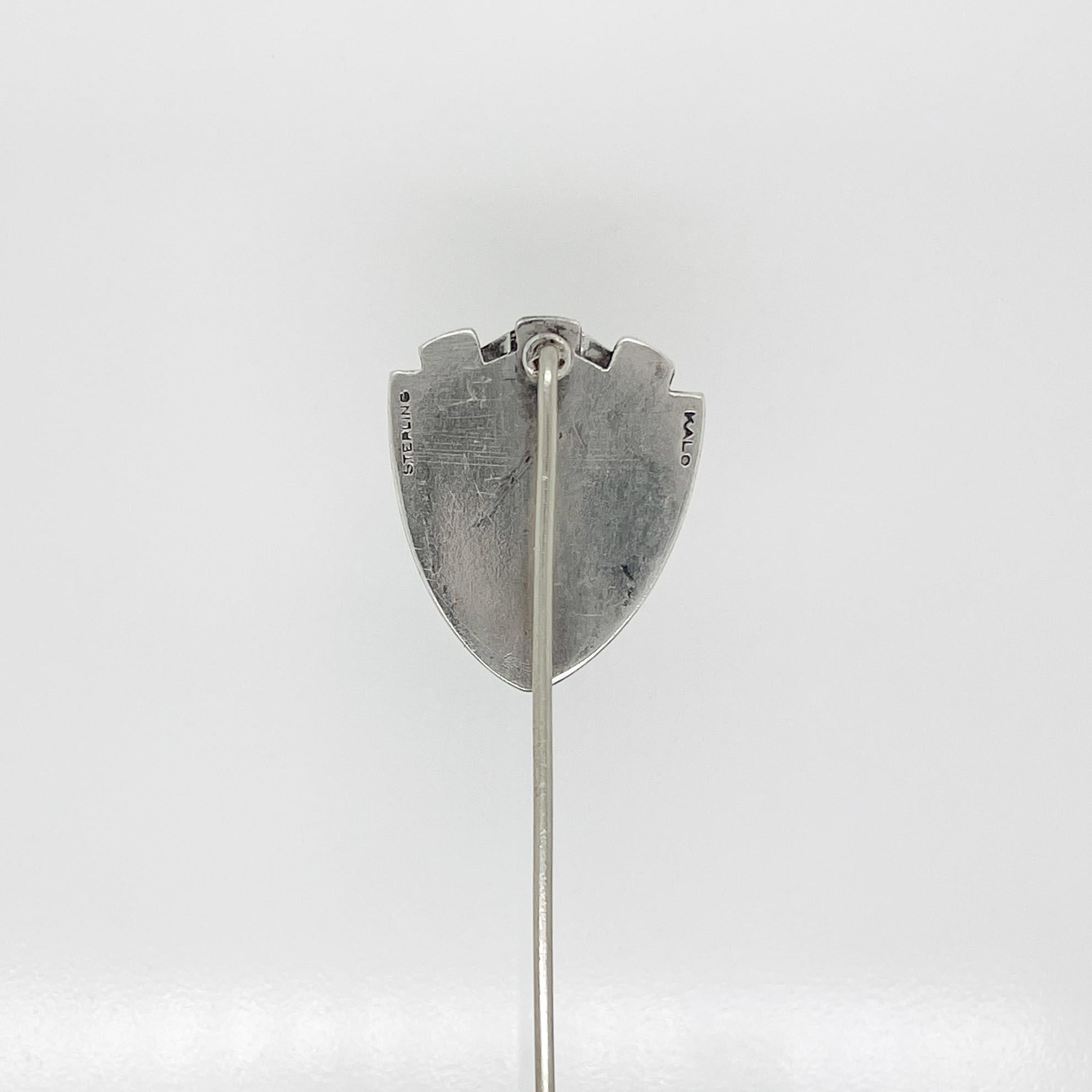 Antiguo alfiler de gancho Kalo Shops de plata de ley y malaquita de las artes y oficios americanos en venta 1