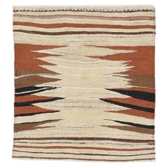 Antique Kamo Sofreh Kilim Rug with Zoroastrian Flame Pattern