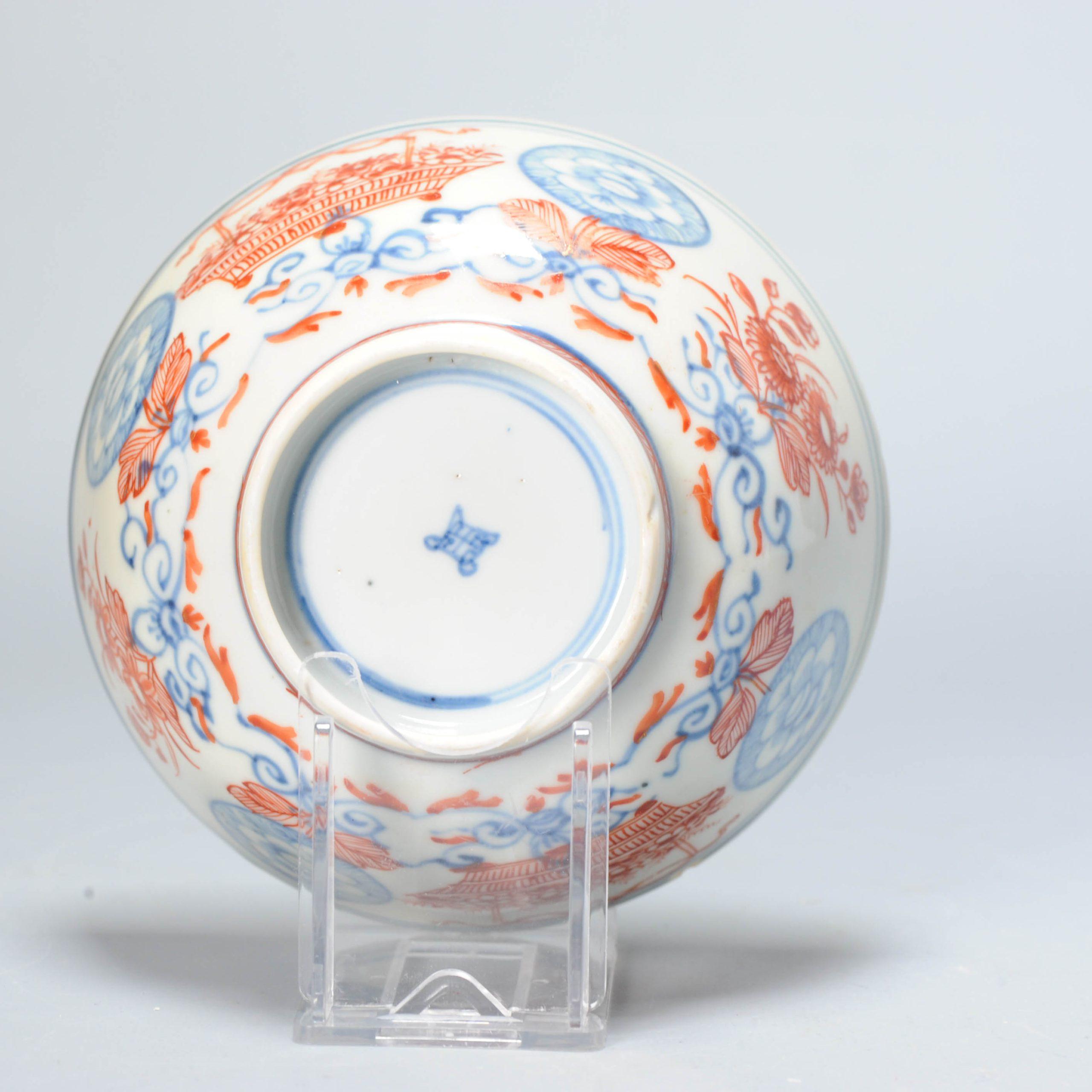 18th Century and Earlier Antique Kangxi Amsterdam Bont Porcelain Bowl Chinese Polychrome, 18th Century For Sale
