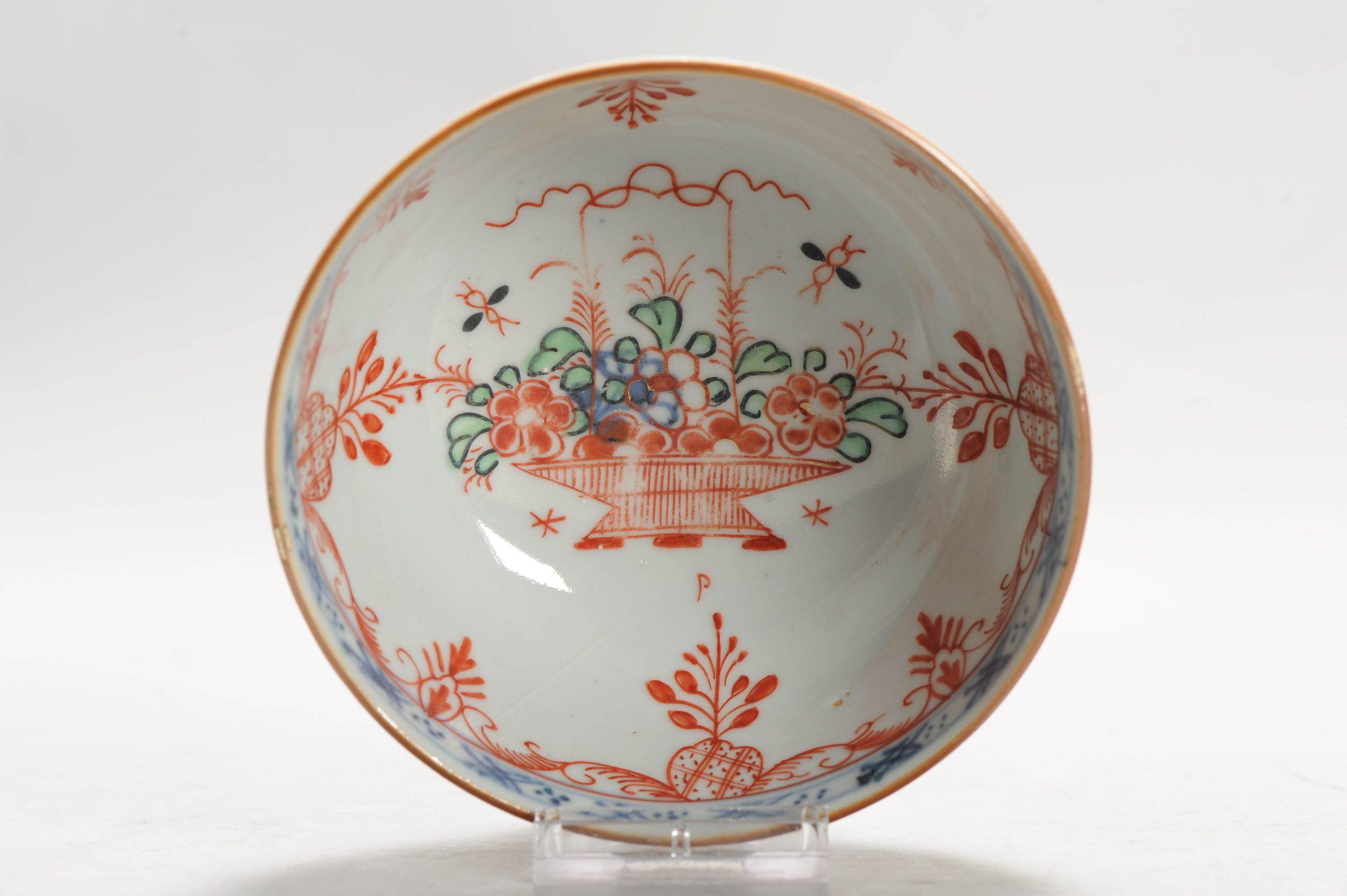 Qing Antique Kangxi Amsterdam Bont Porcelain Bowl Chinese Polychrome Landscape For Sale