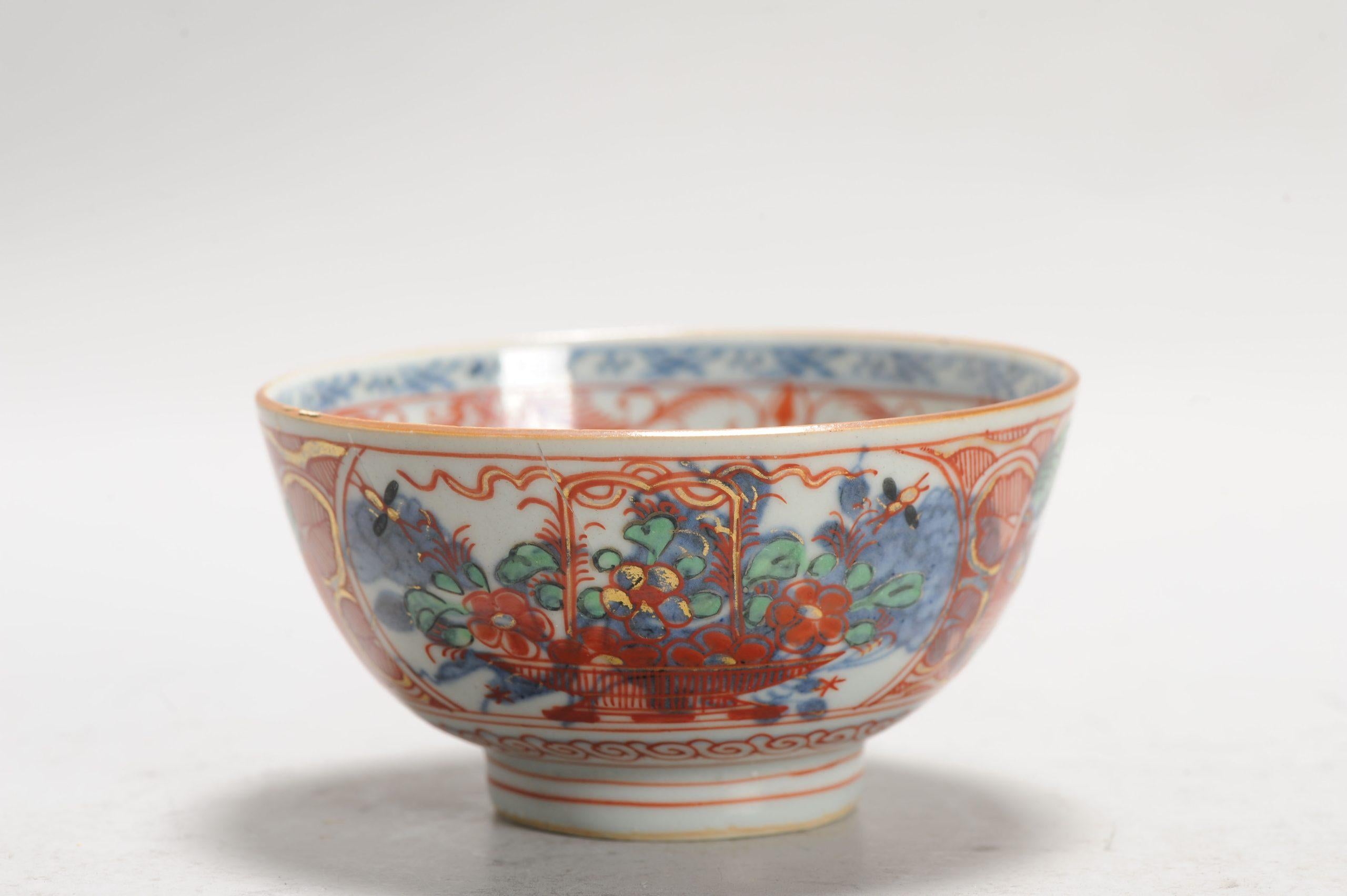 18th Century and Earlier Antique Kangxi Amsterdam Bont Porcelain Bowl Chinese Polychrome Landscape For Sale