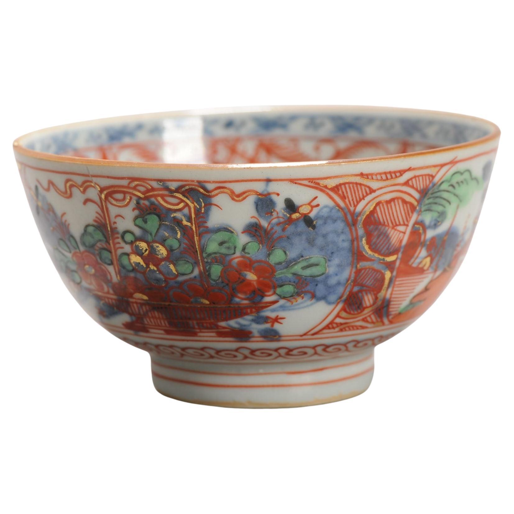 Antiguo Cuenco de Porcelana Kangxi Amsterdam Bont Paisaje Polícromo Chino