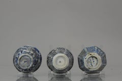 Antique Kangxi and Edo Period Blue and White Floral Tea Bowl Fire of Rotterdam