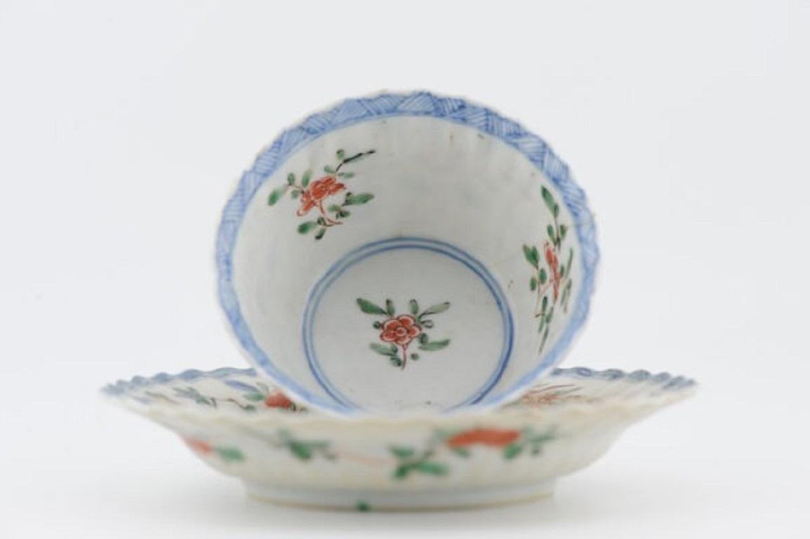 Antique Kangxi Chinese Famille Verte Tea Set Top, 18th Century In Good Condition For Sale In Amsterdam, Noord Holland