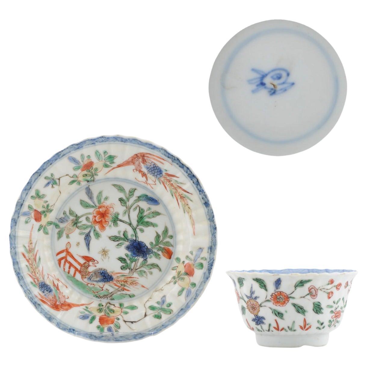 Antique Kangxi Chinese Famille Verte Tea Set Top, 18th Century