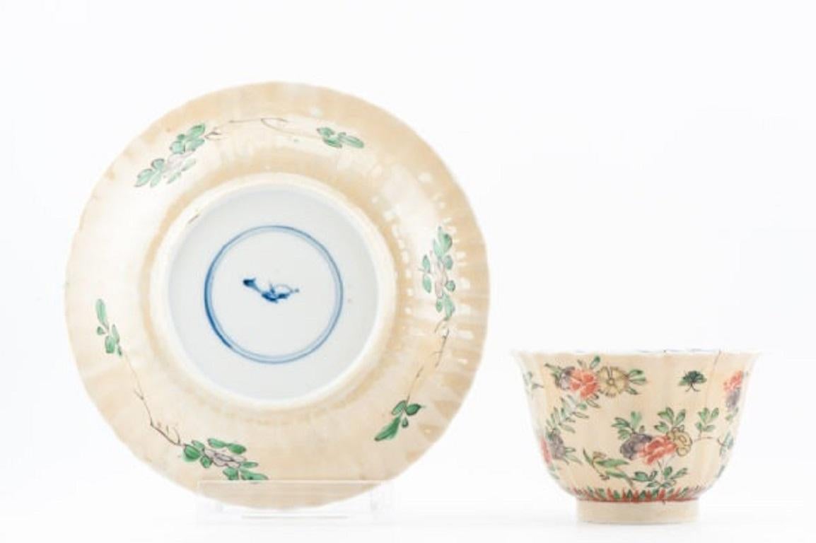 Qing Service à thé chinois ancien Kangxi Famille Verte papillon, 18e siècle en vente