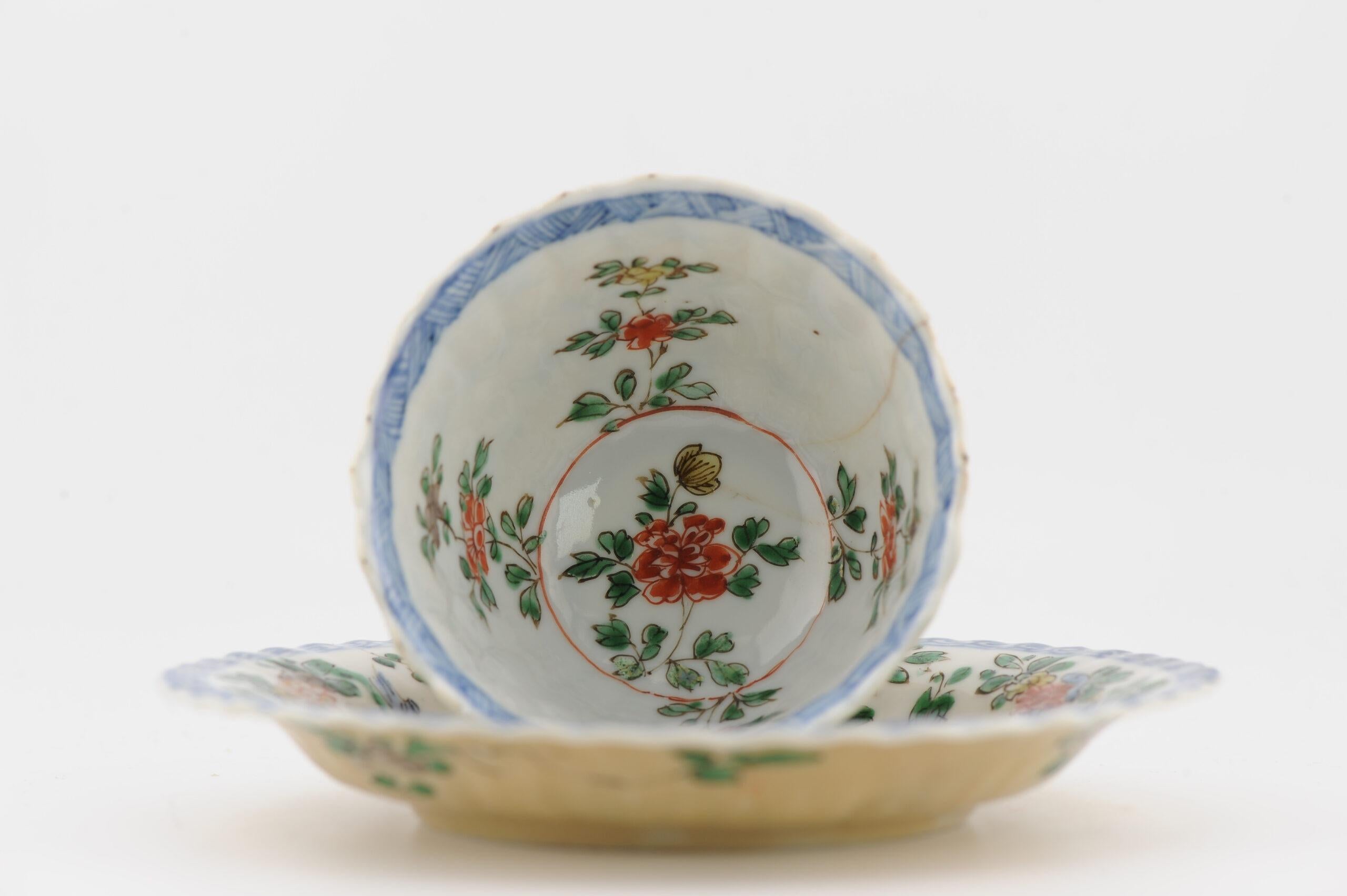 Chinois Service à thé chinois ancien Kangxi Famille Verte papillon, 18e siècle en vente