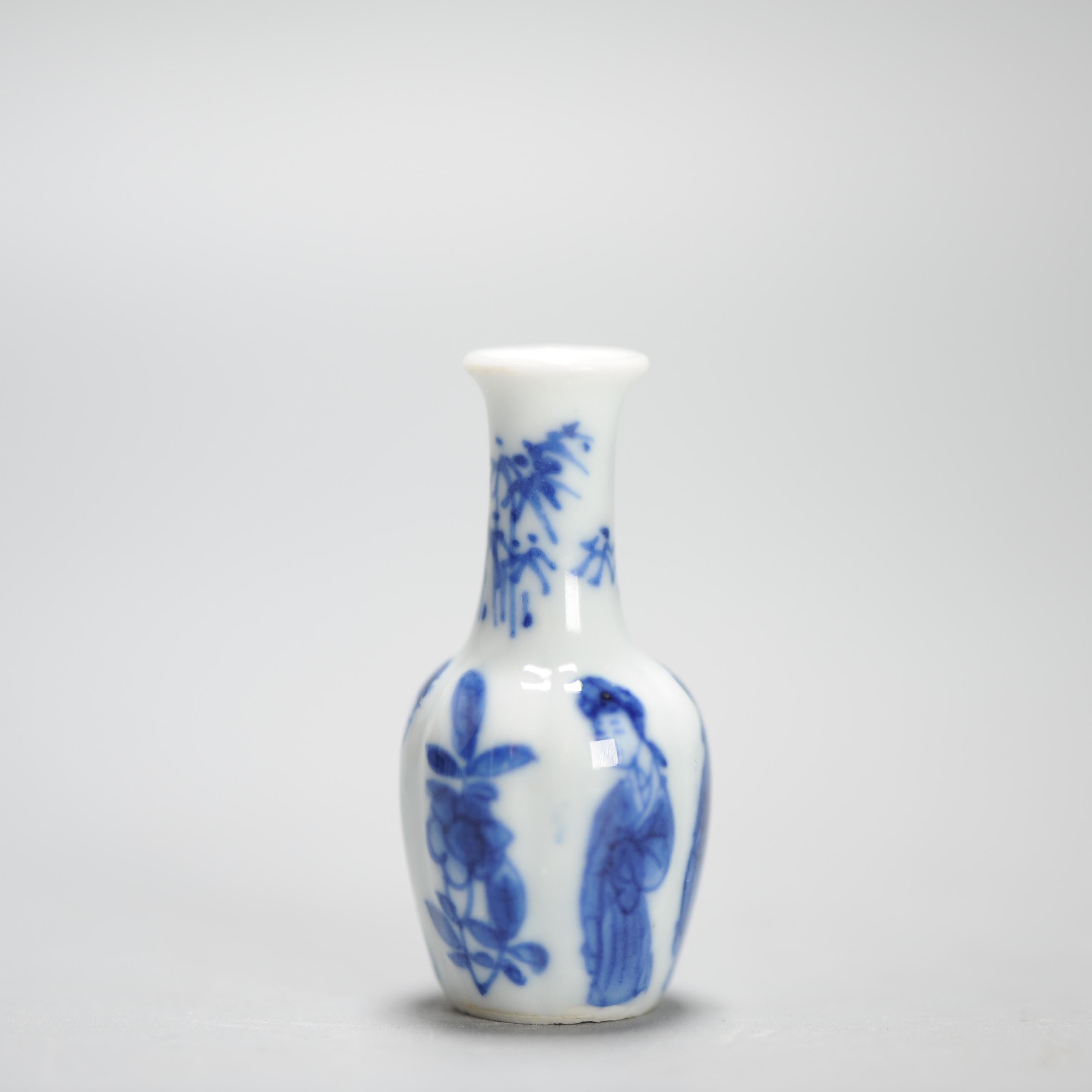 18th Century and Earlier Antique Kangxi Chinese Porcelain Dollhouse Vase Miniature Perfect Condition For Sale