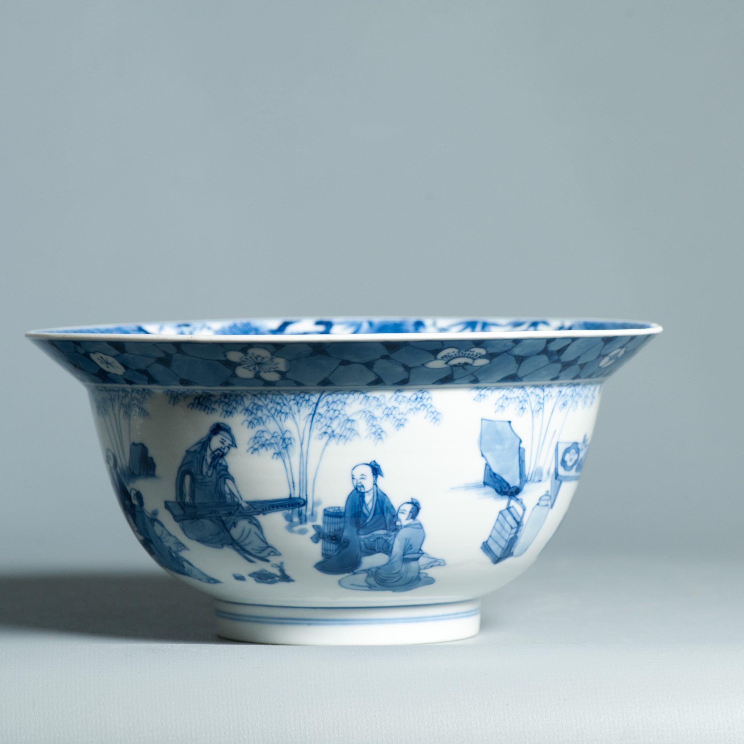 Antique Kangxi Mark & Period Klapmuts Bowl Chinese porcelain Literati Tea Cer For Sale 6
