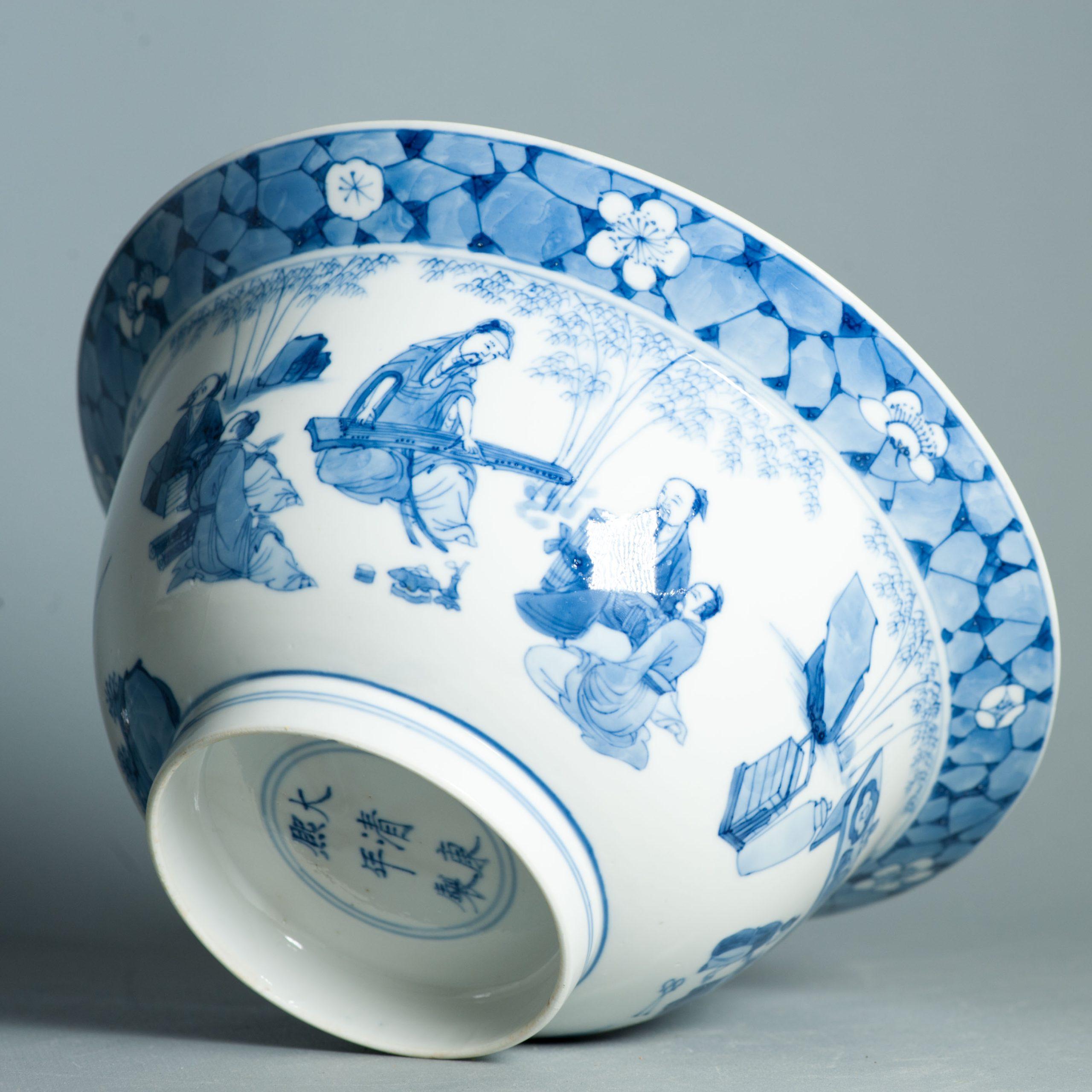 Antique Kangxi Mark & Period Klapmuts Bowl Chinese porcelain Literati Tea Cer For Sale 12