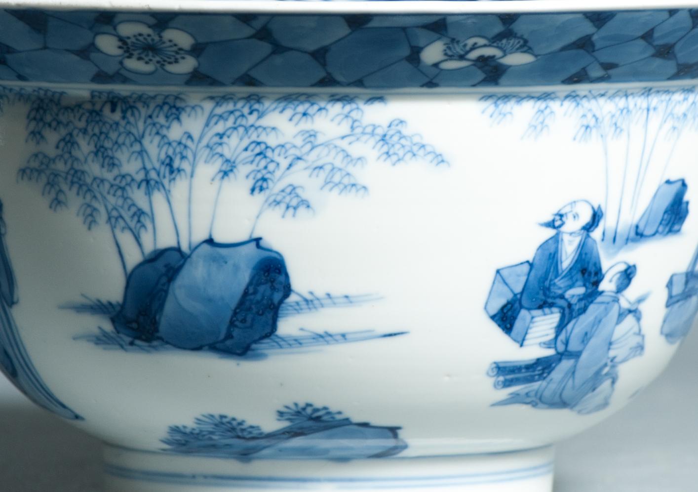 Qing Antique Kangxi Mark & Period Klapmuts Bowl Chinese porcelain Literati Tea Cer For Sale