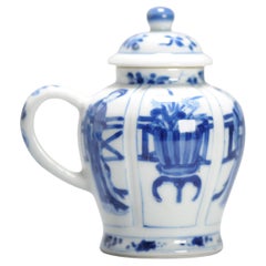 Antiguo Periodo Kangxi Porcelana China Tarro de Mostaza Elegante Señoras CHina