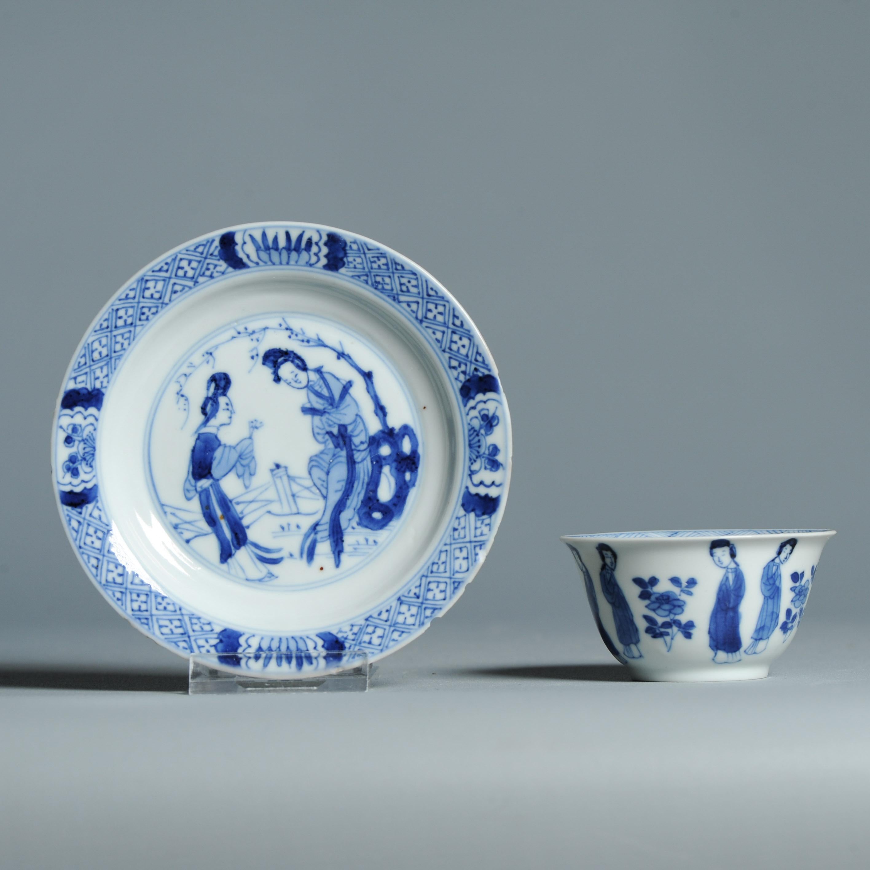 Qing Service à thé ancien en porcelaine chinoise de la période Kangxi Elegant Ladies Lizas Zotje Marke en vente