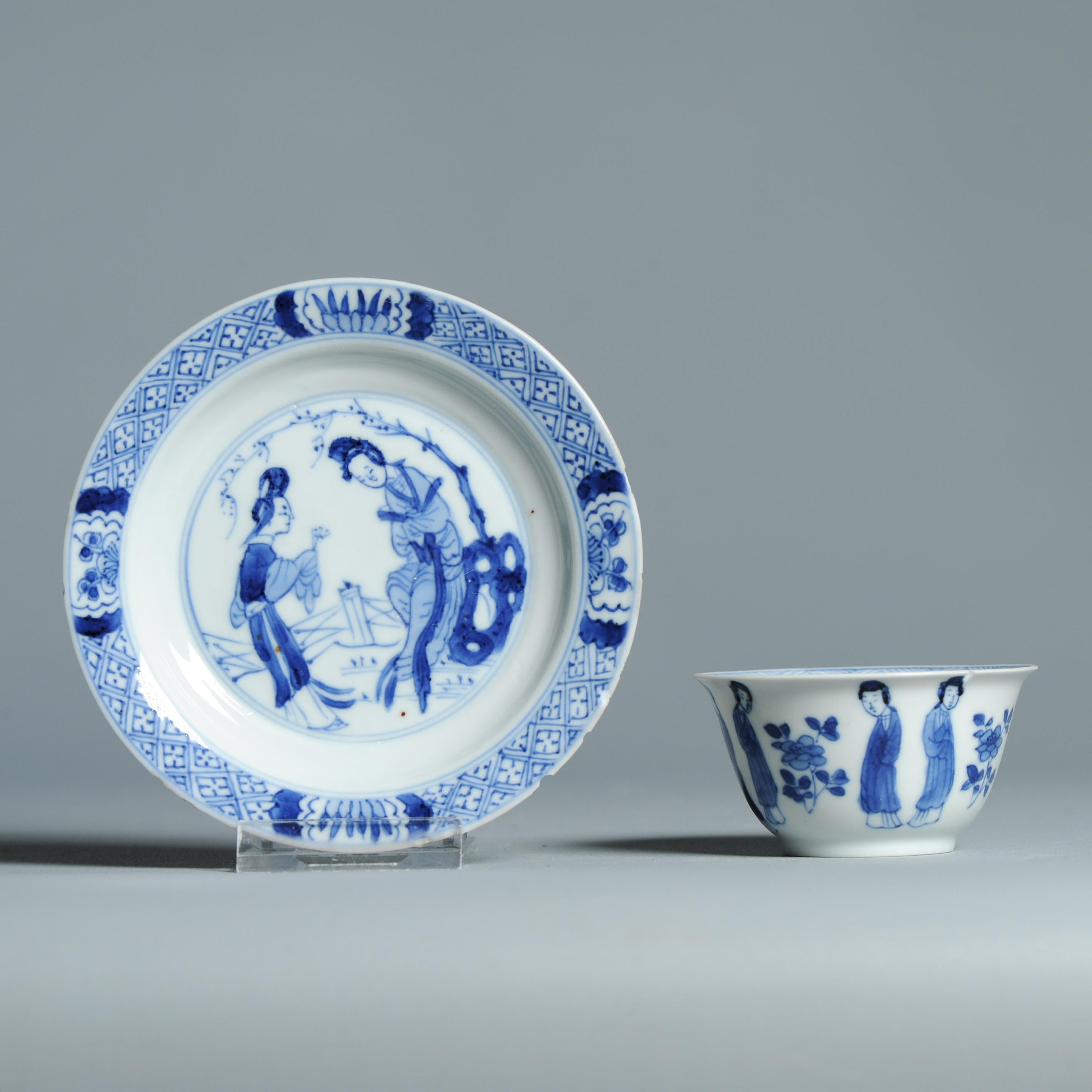 Chinois Service à thé ancien en porcelaine chinoise de la période Kangxi Elegant Ladies Lizas Zotje Marke en vente