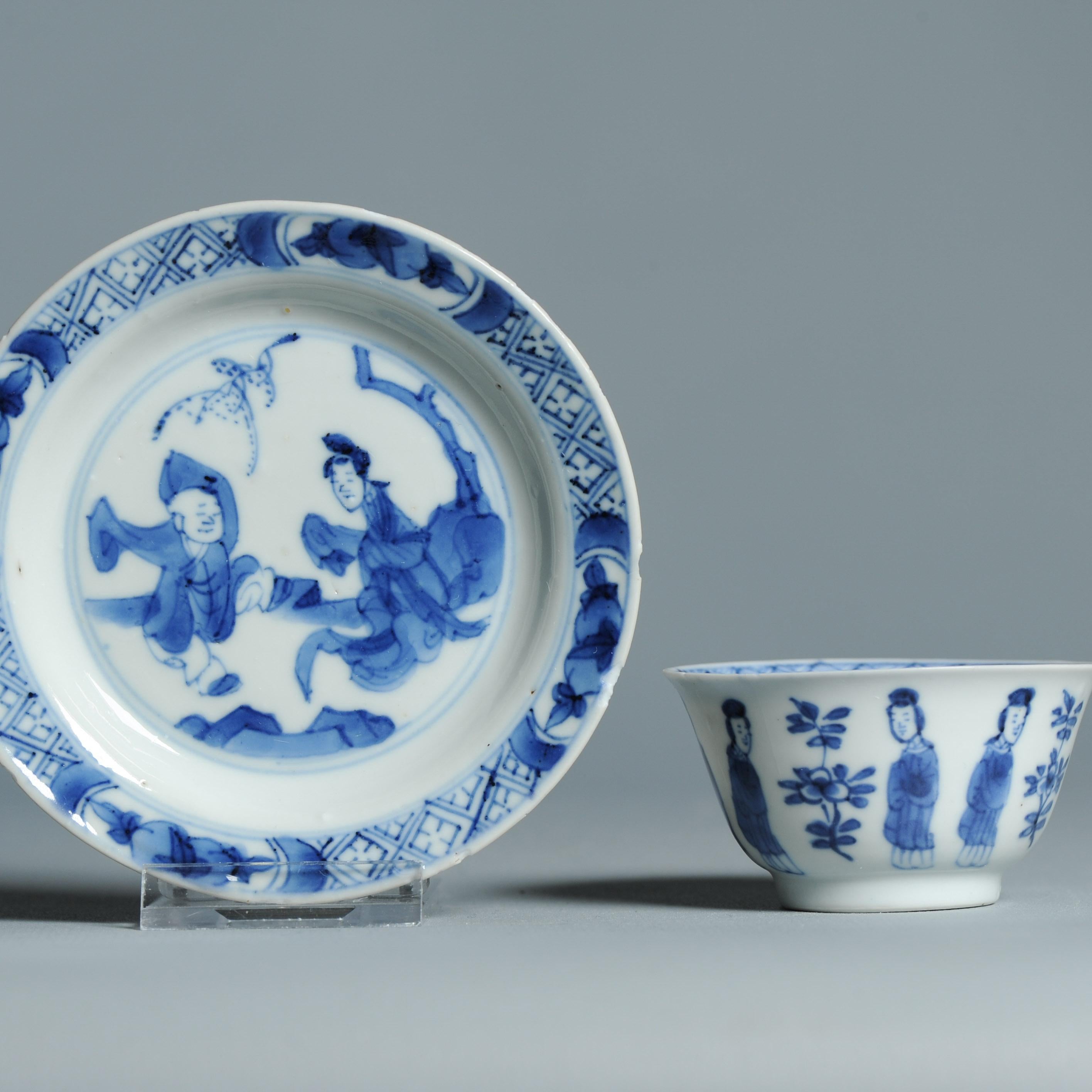 Chinois Service à thé ancien en porcelaine chinoise de la période Kangxi Elegant Ladies Lizas Zotje Marke en vente