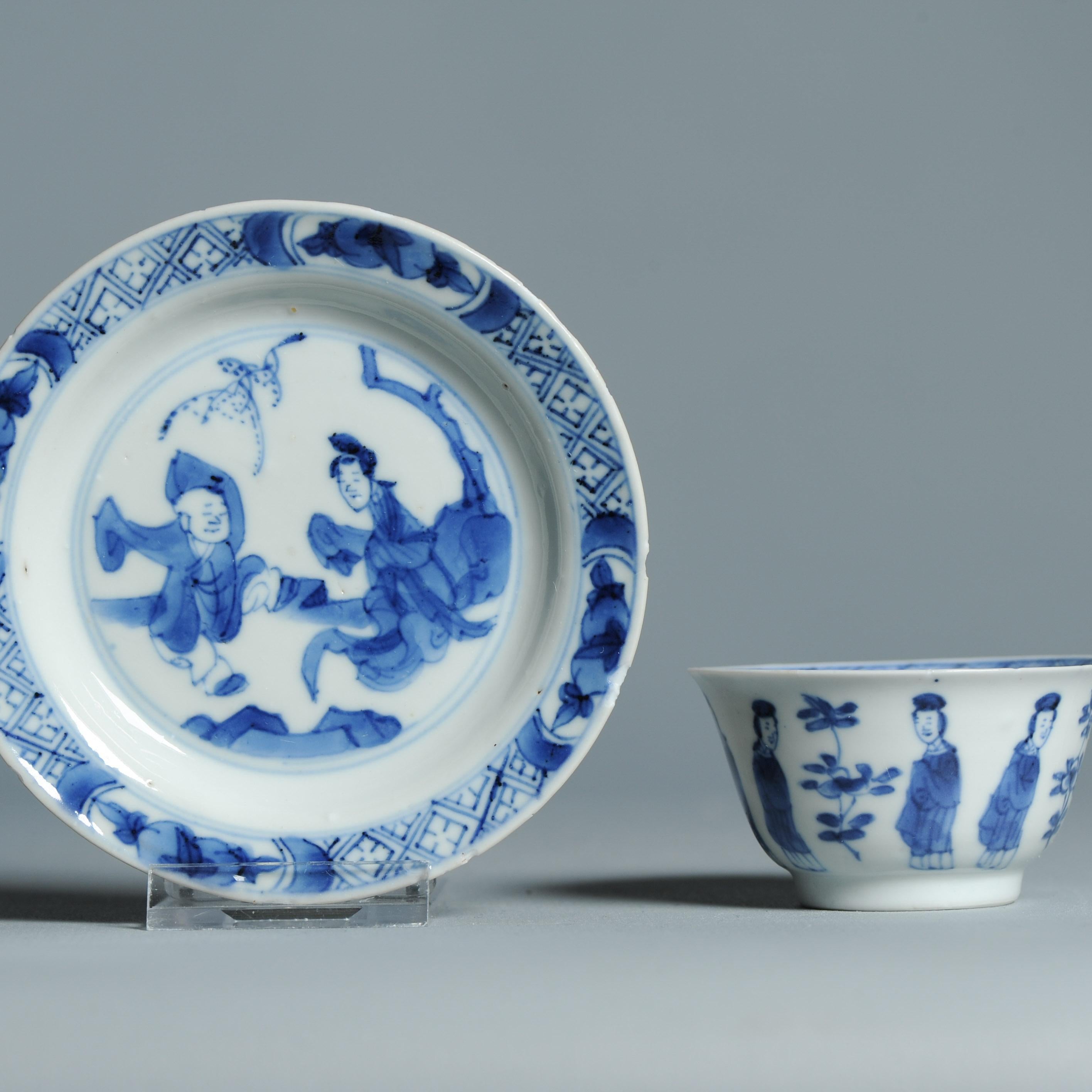 XVIIIe siècle et antérieur Service à thé ancien en porcelaine chinoise de la période Kangxi Elegant Ladies Lizas Zotje Marke en vente