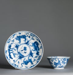 Antique Kangxi Period Chinese porcelain Tea Set Tiger and Foo Dog Marked
