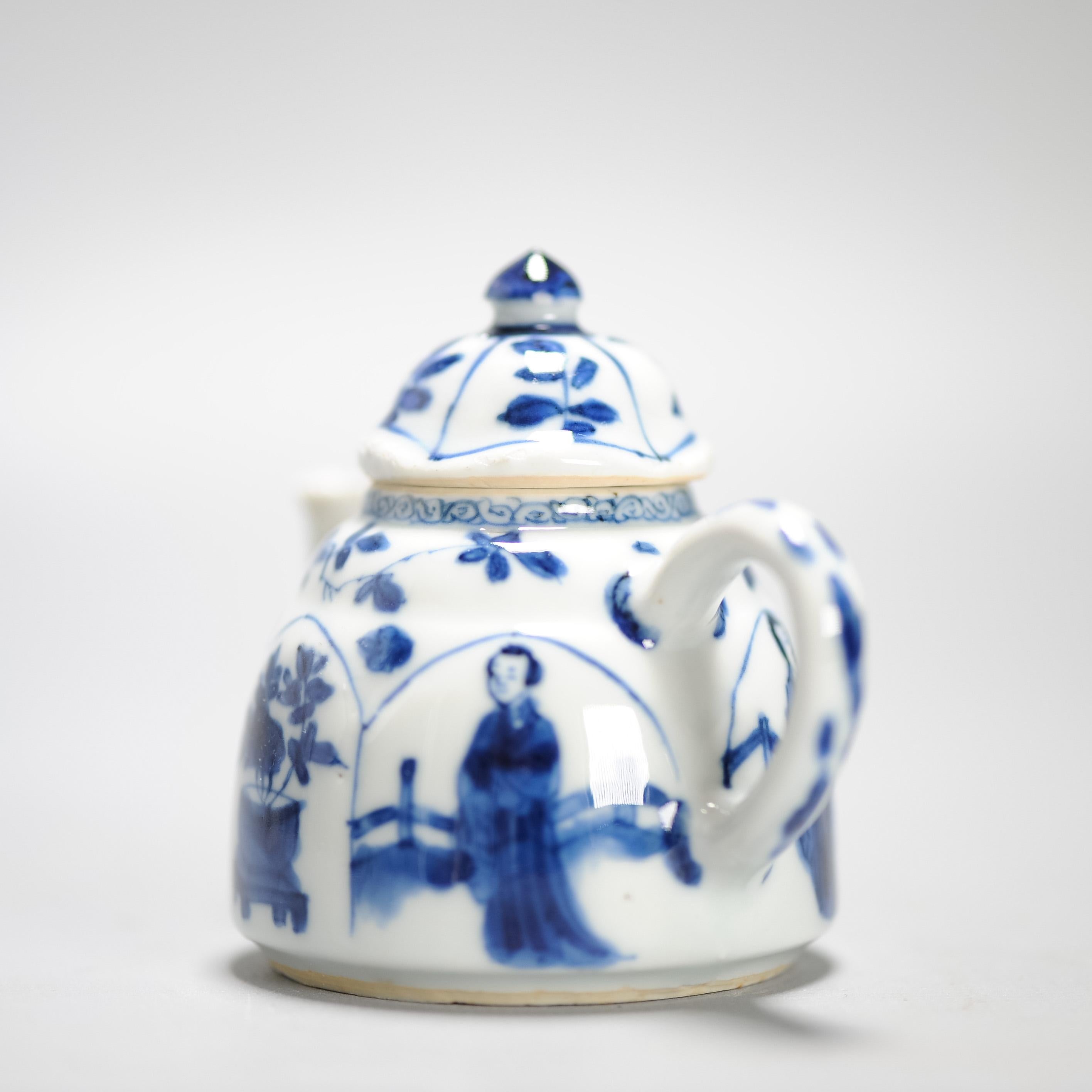 Antique Kangxi Period Chinese porcelain Teapot Elegant Ladies China Yu mark 2