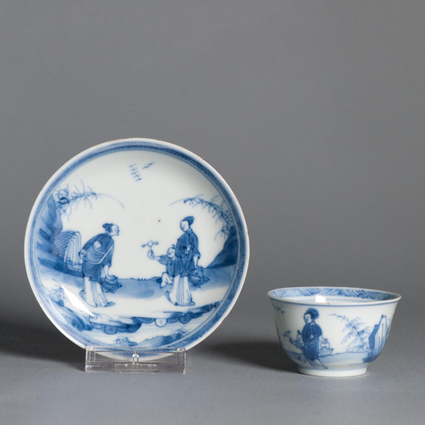 Qing Antique Kangxi Period Eggshell Chinese porcelain Tea Set Ladies Child Garden