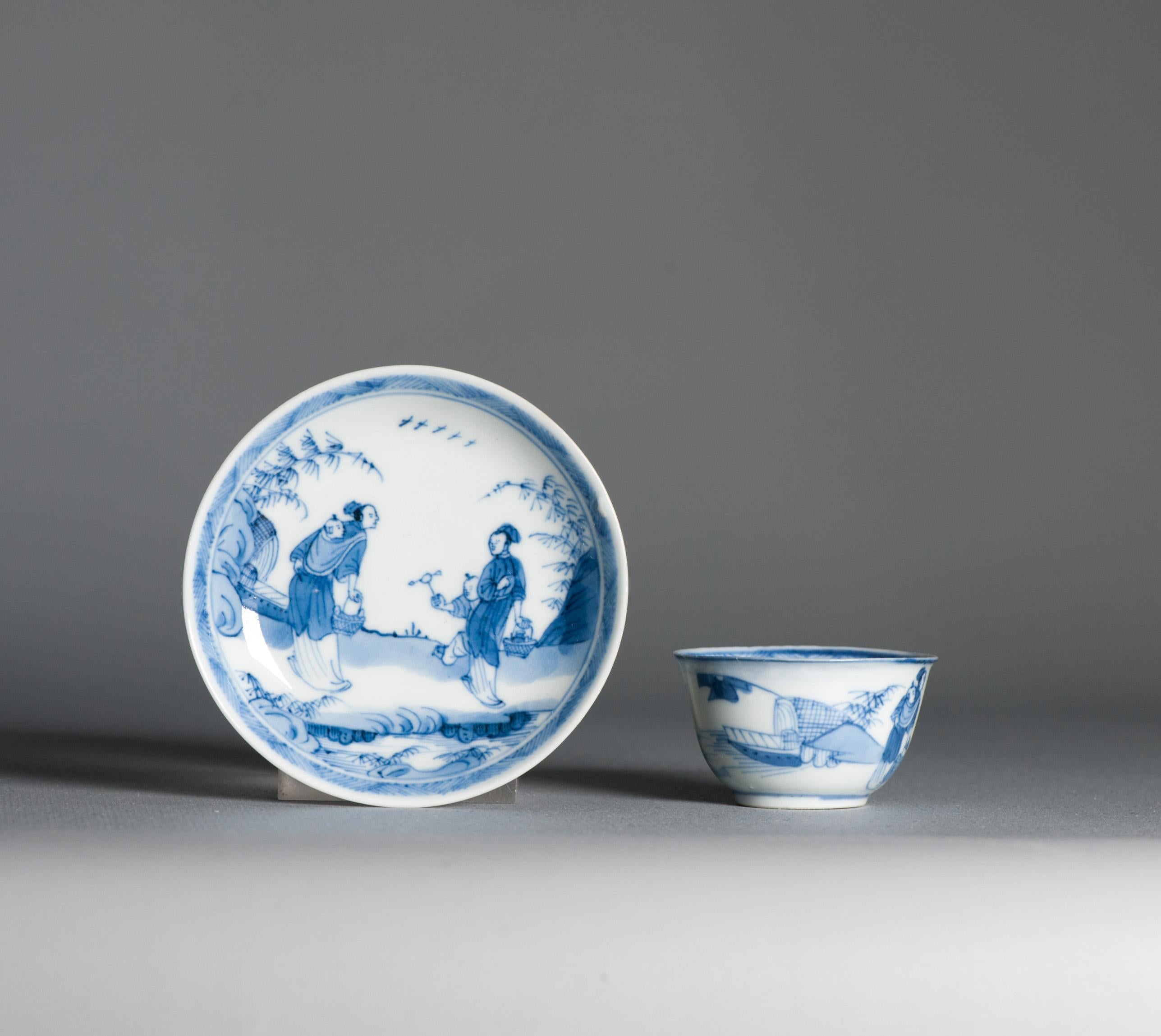 Porcelain Antique Kangxi Period Eggshell Chinese porcelain Tea Set Ladies Child Garden