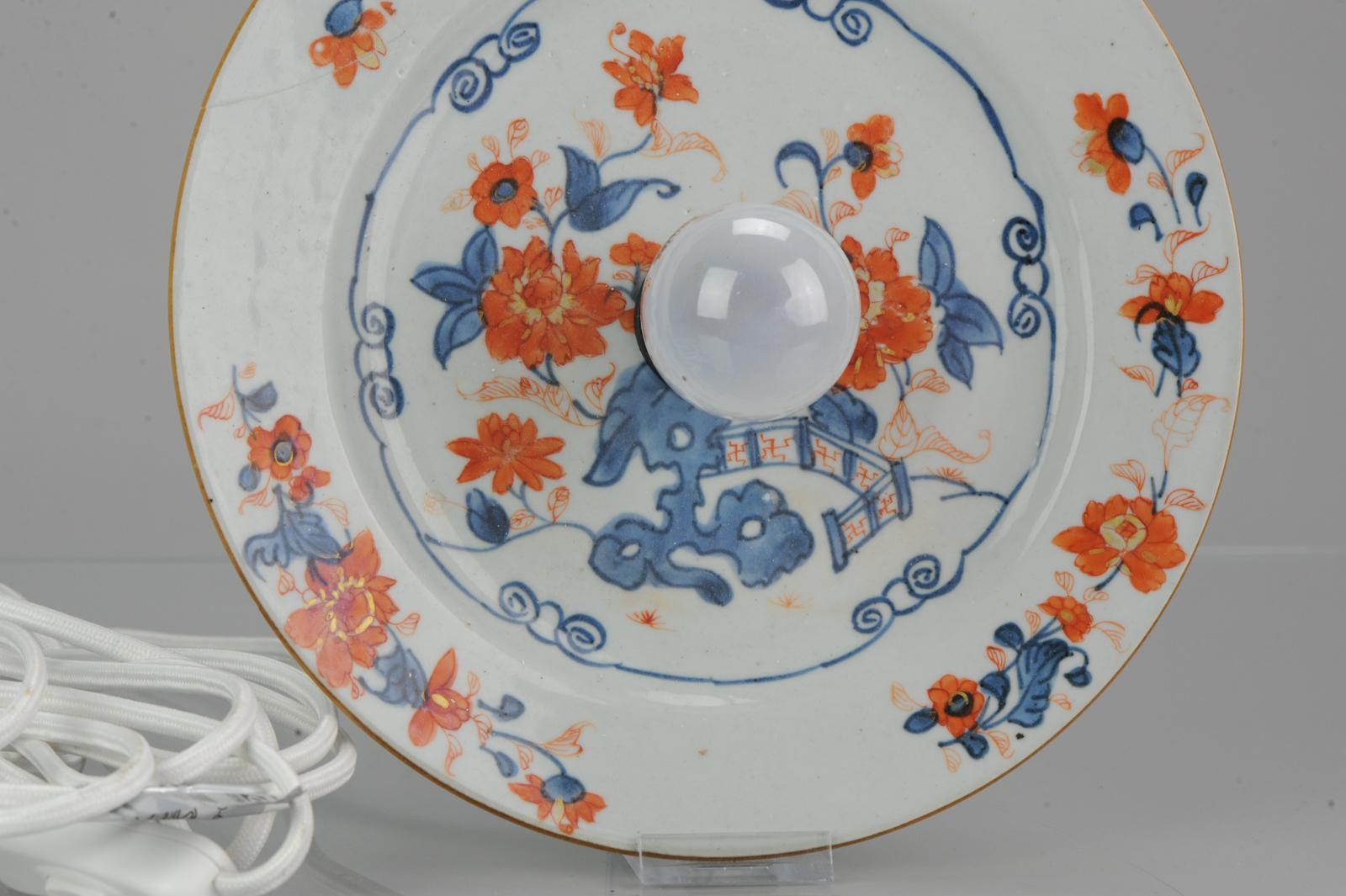 18th Century Antique Kangxi Period Imari Wall Lamp with Flowers Chinese China Porcelain For Sale