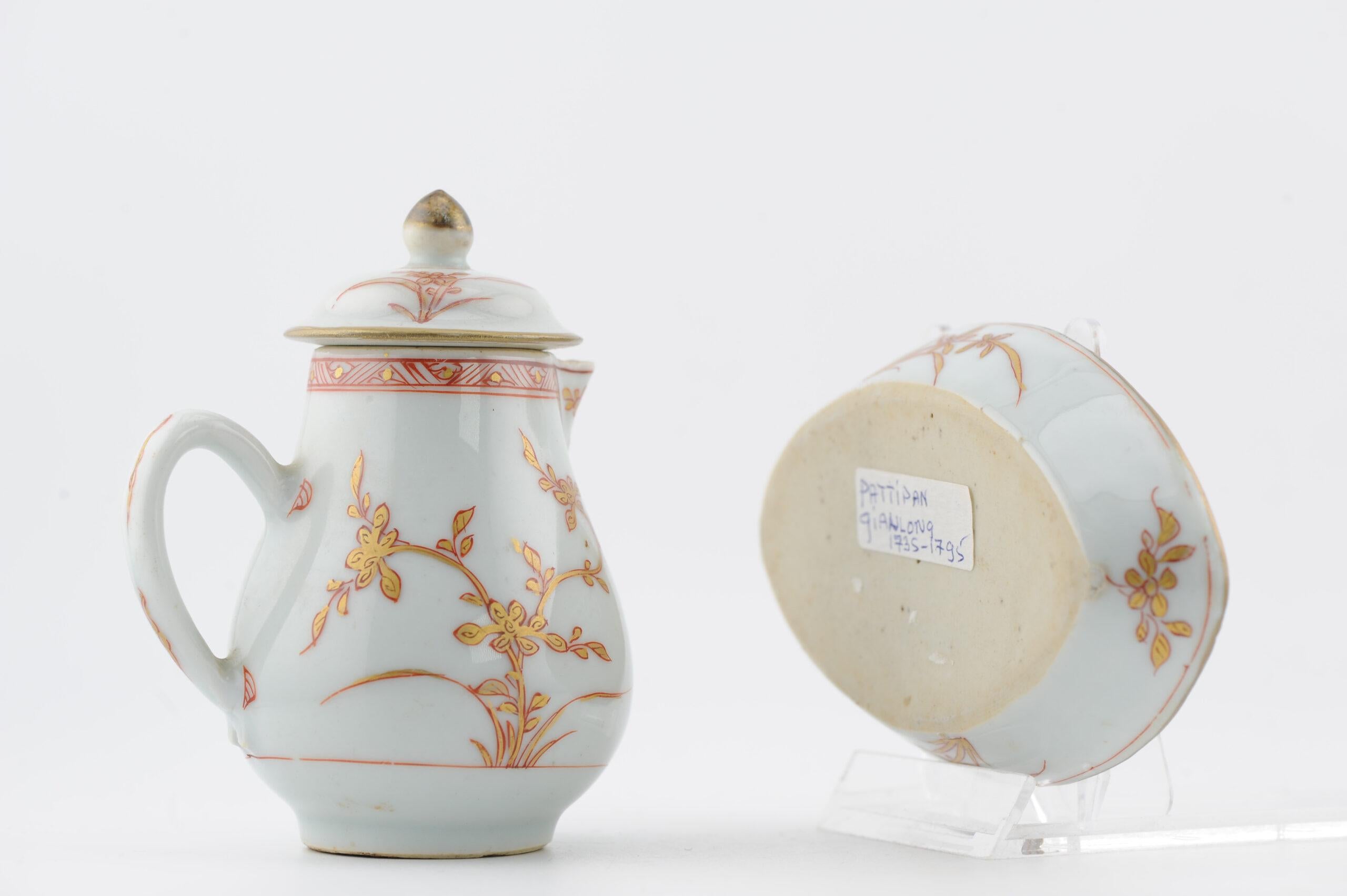 Antica lattiera da tè del periodo Kangxi e piatto Pattipan Sangue e Latte Cina in vendita 3