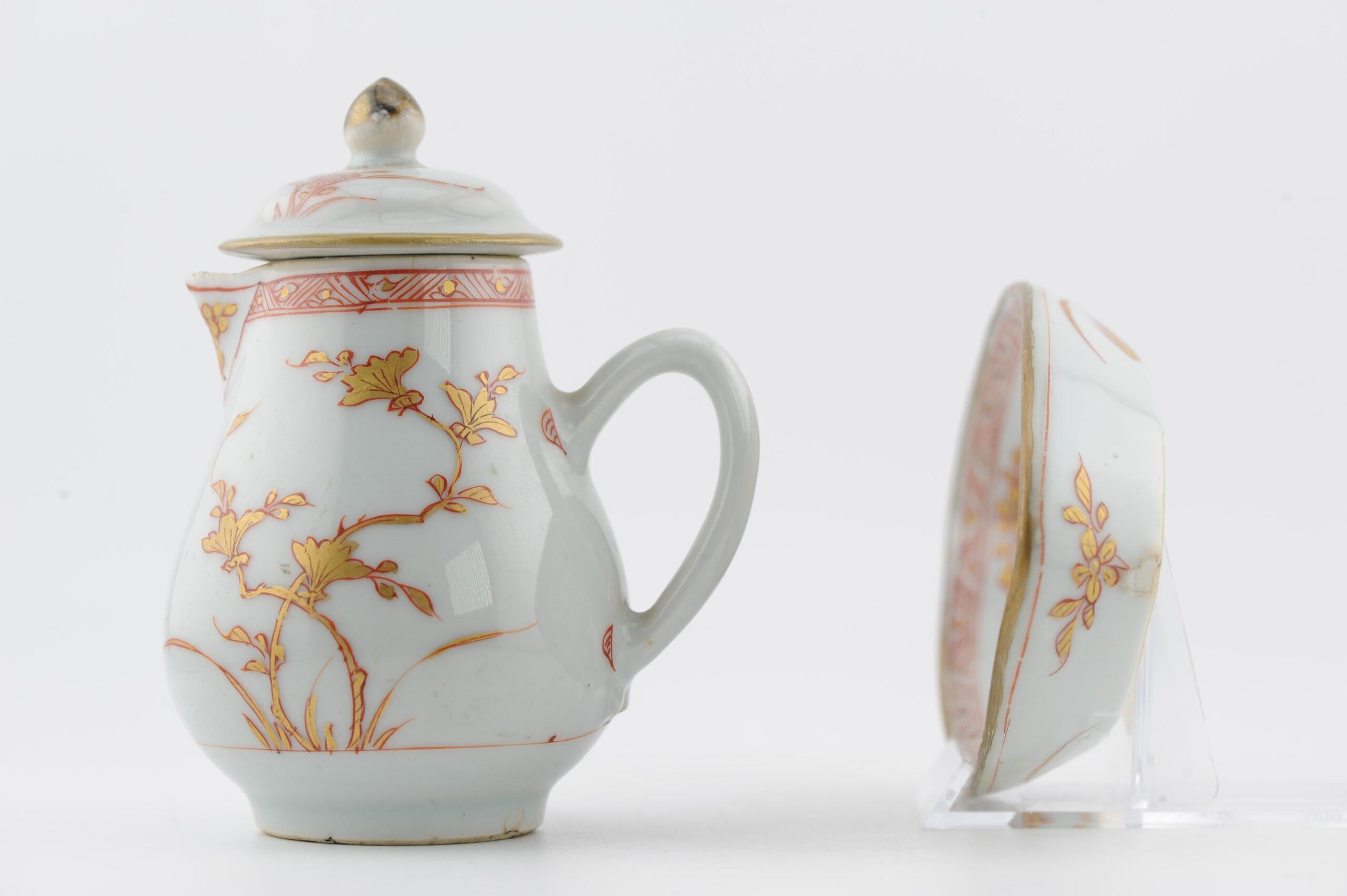 Antica lattiera da tè del periodo Kangxi e piatto Pattipan Sangue e Latte Cina in vendita 4