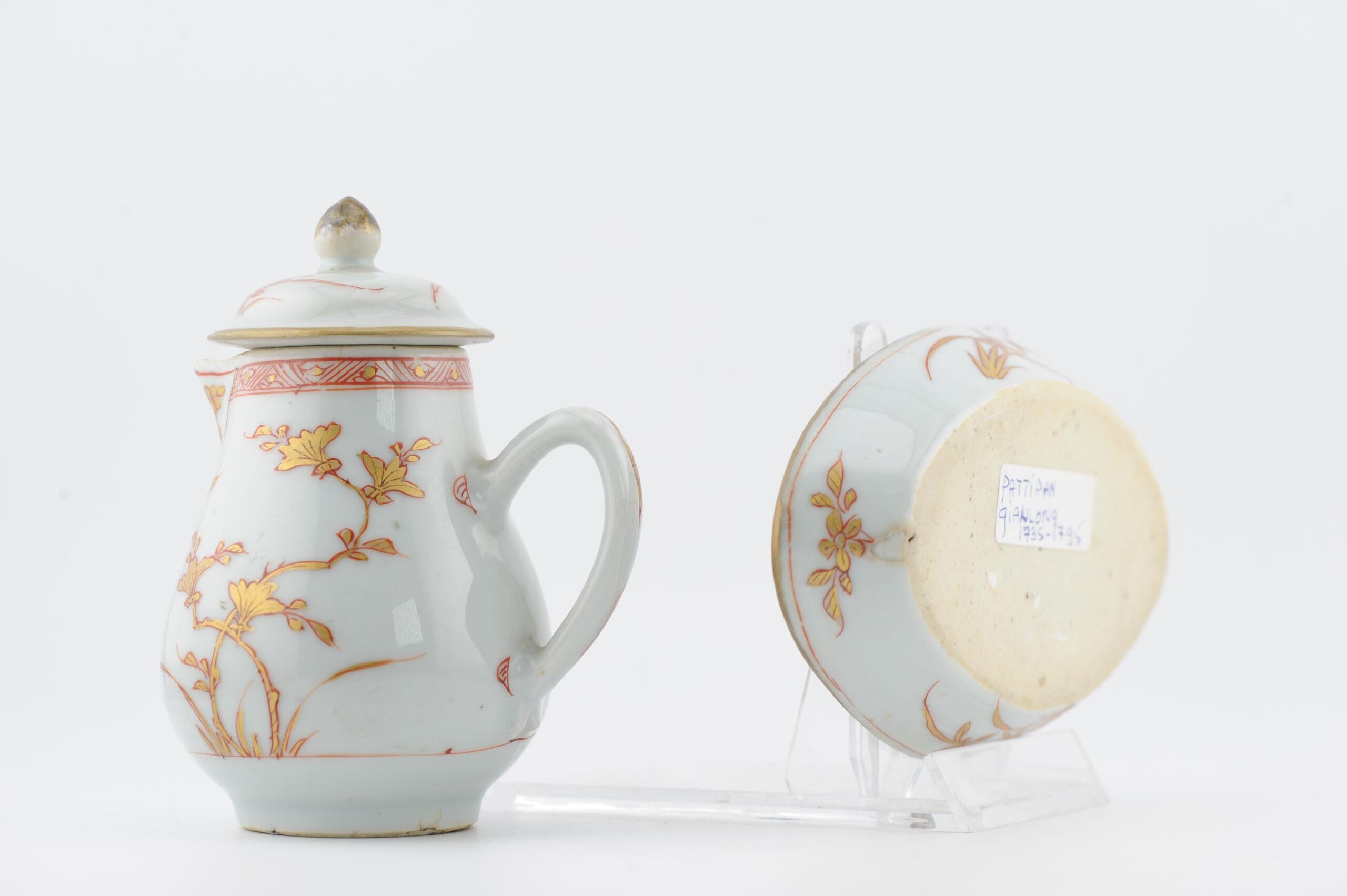 Antica lattiera da tè del periodo Kangxi e piatto Pattipan Sangue e Latte Cina in vendita 5