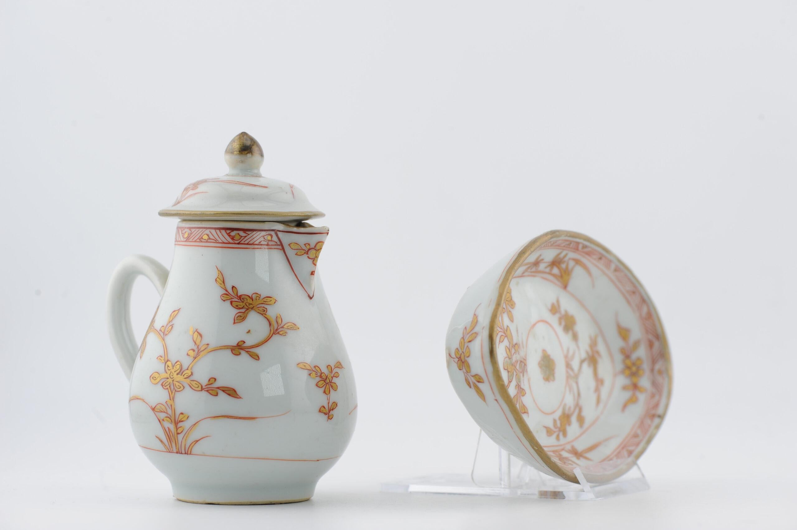 Antica lattiera da tè del periodo Kangxi e piatto Pattipan Sangue e Latte Cina in vendita 10