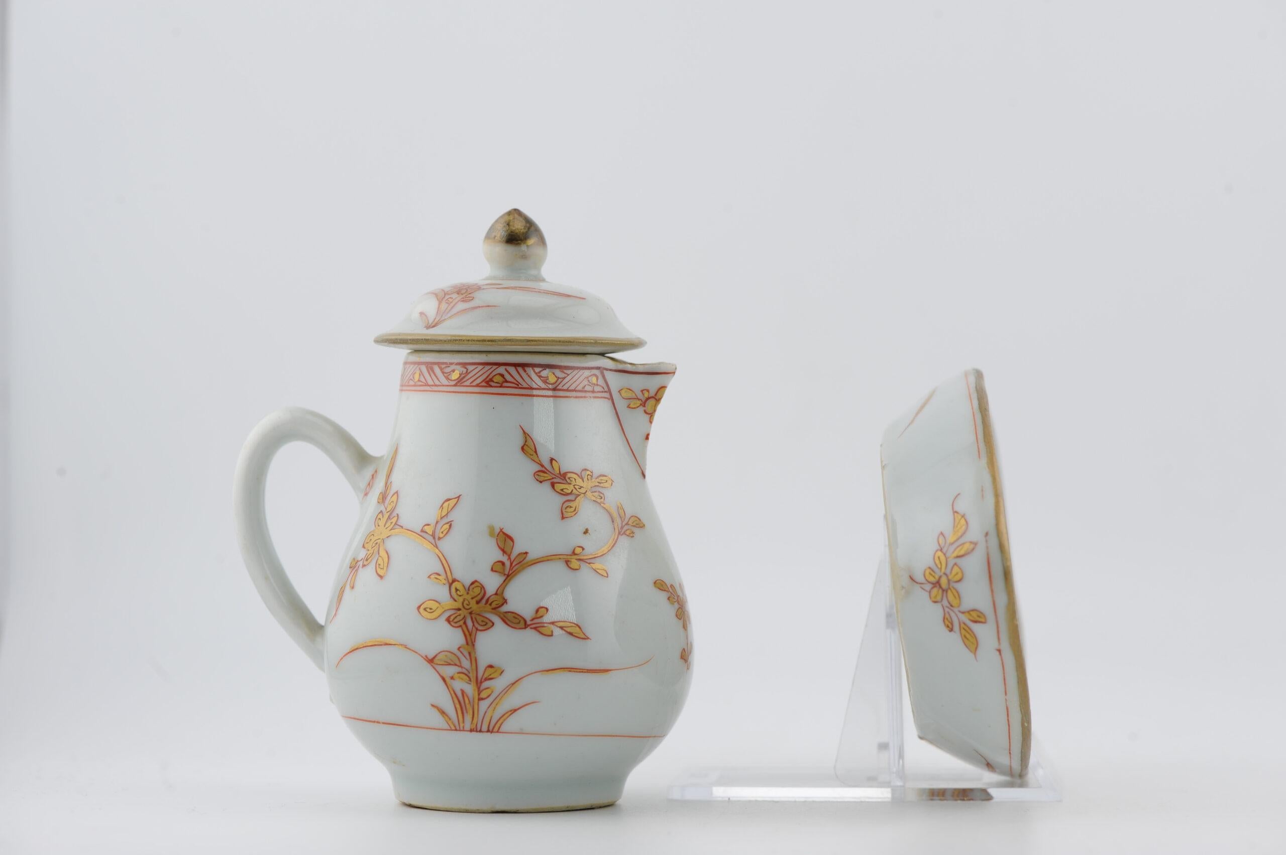 Qing Antica lattiera da tè del periodo Kangxi e piatto Pattipan Sangue e Latte Cina in vendita
