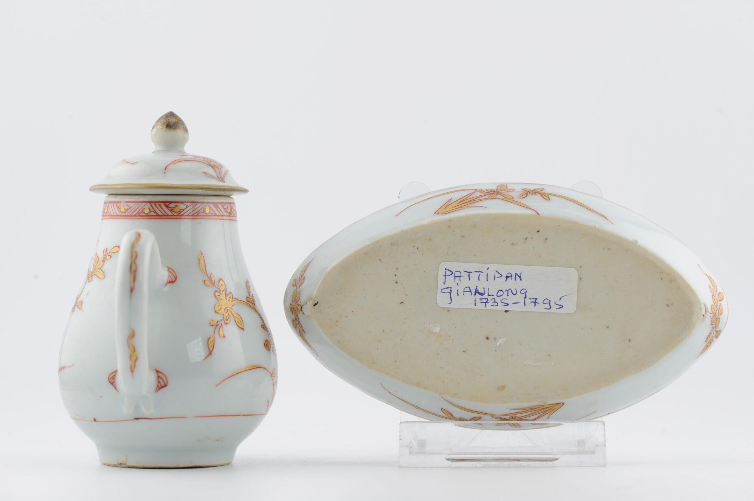 Porcellana Antica lattiera da tè del periodo Kangxi e piatto Pattipan Sangue e Latte Cina in vendita