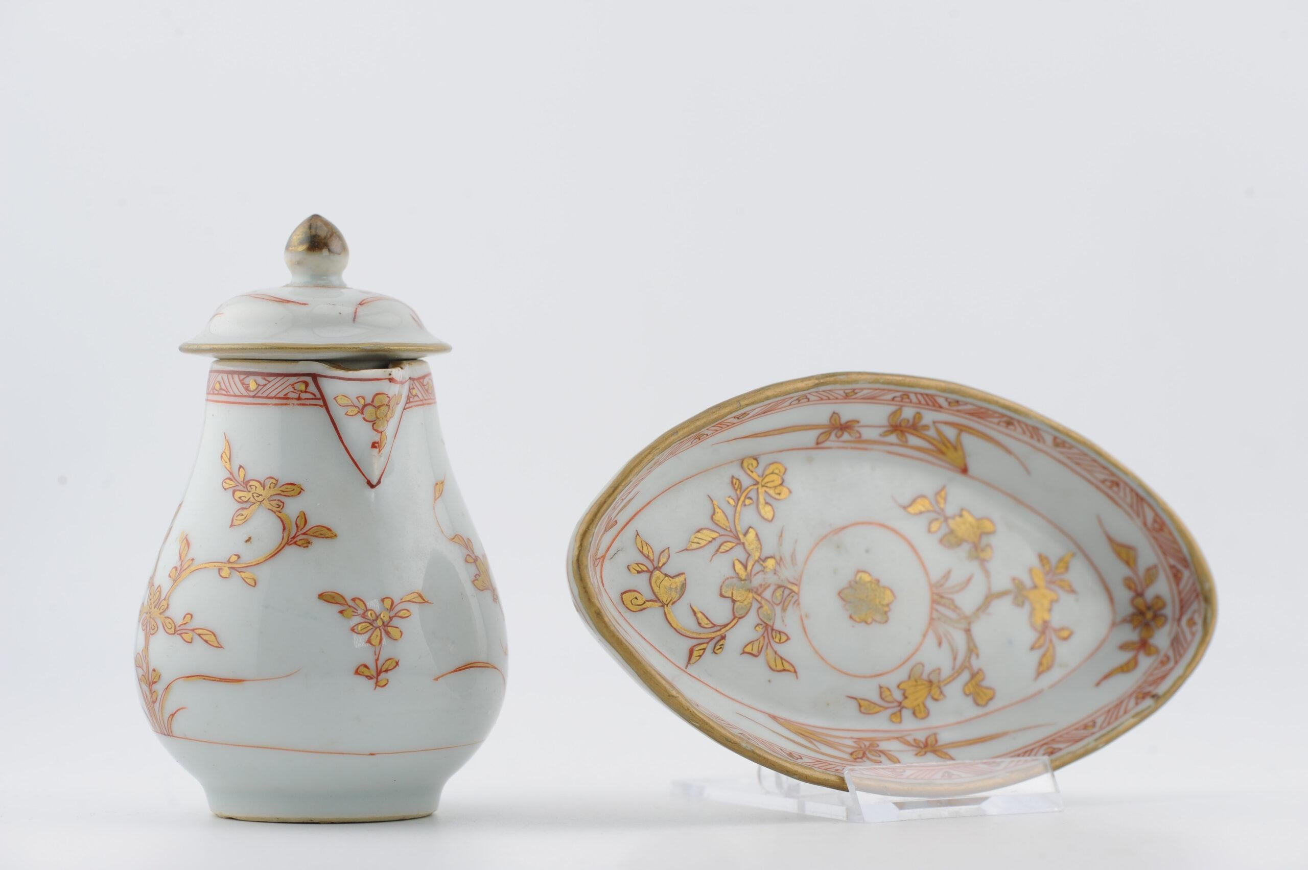 Antica lattiera da tè del periodo Kangxi e piatto Pattipan Sangue e Latte Cina