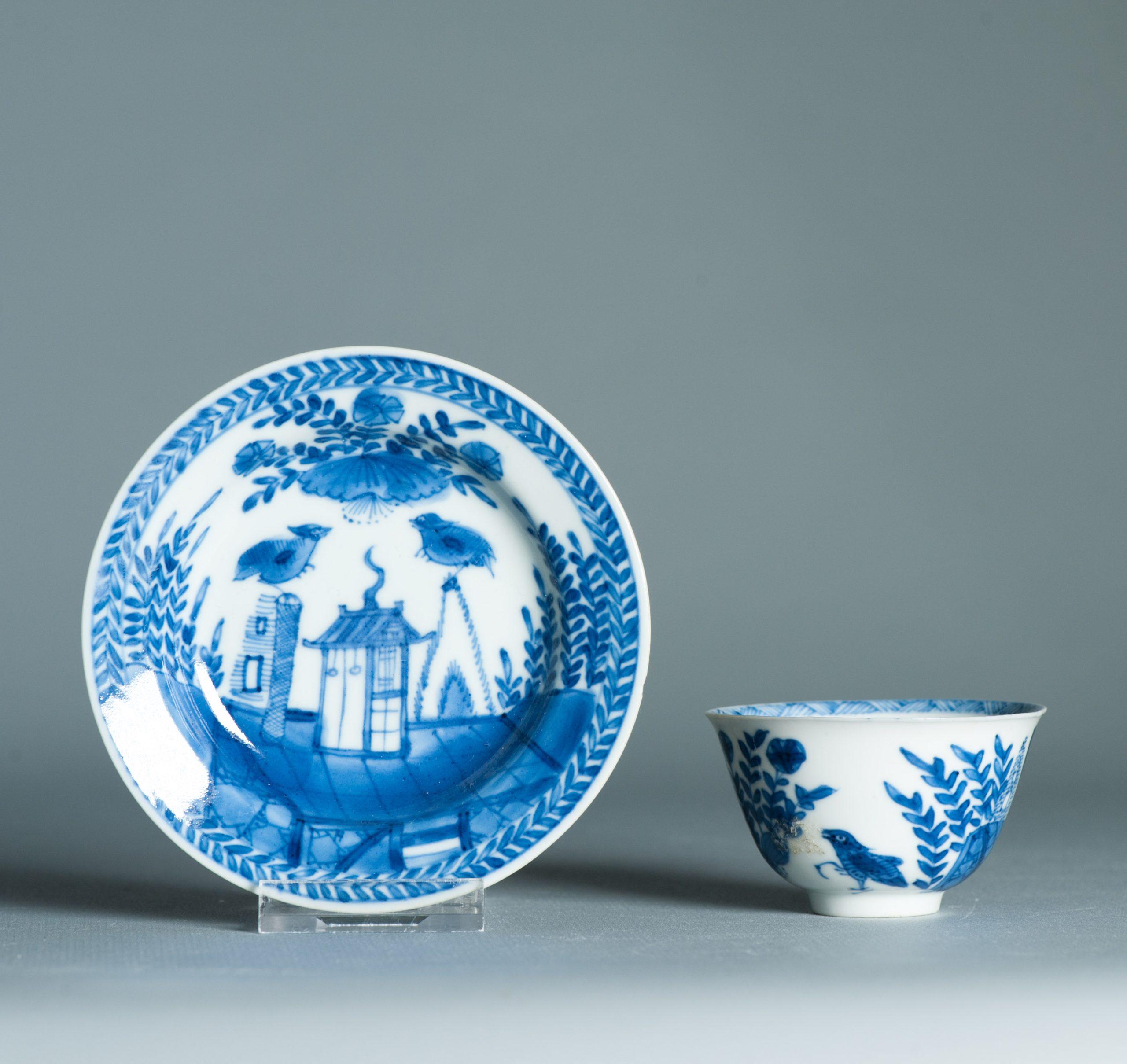 Porcelain Antique Kangxi Period Thinly potted Chinese porcelain Tea Set Cuckoo in the For Sale