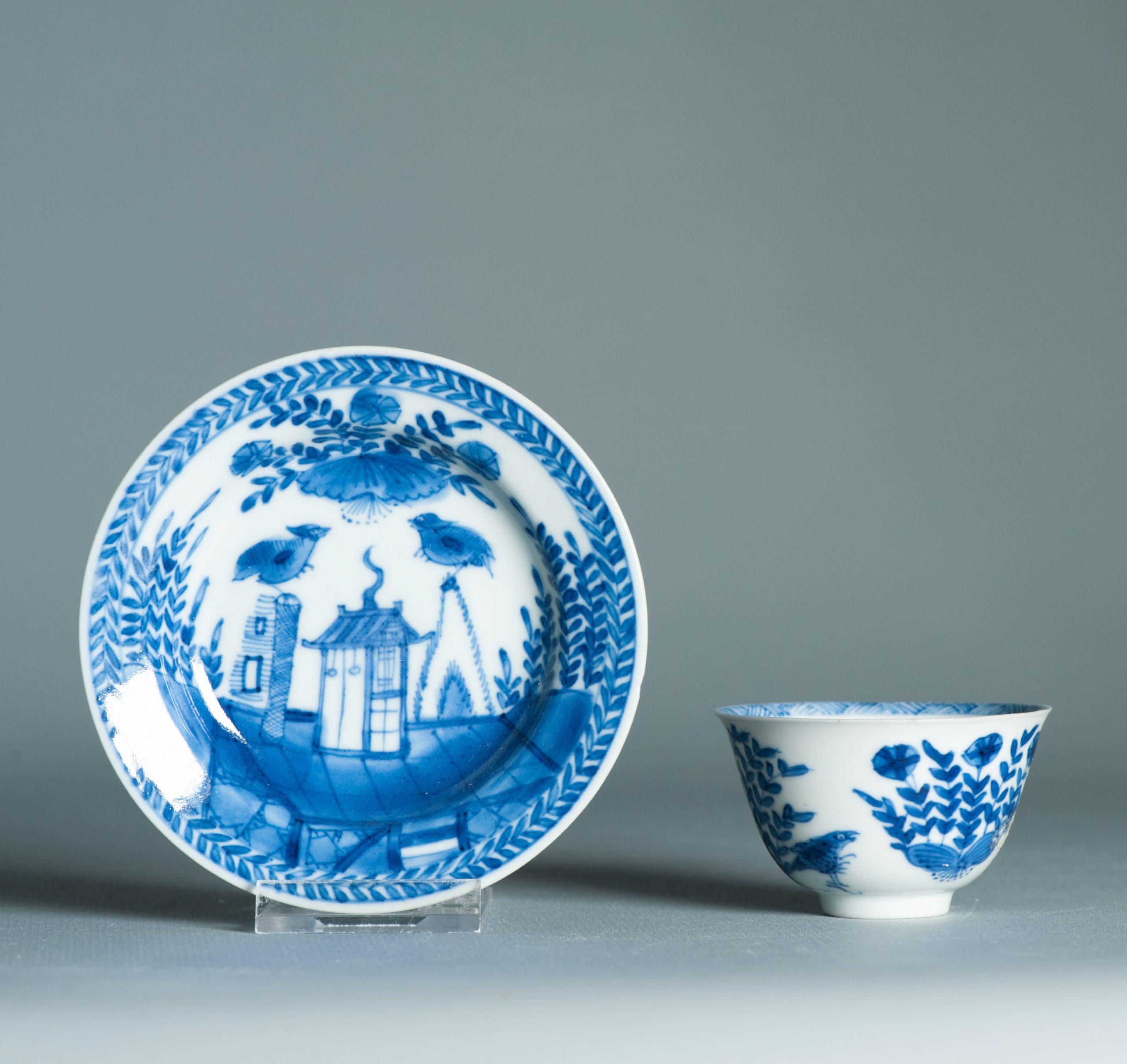 Antique Kangxi Period Thinly potted Chinese porcelain Tea Set Cuckoo in the For Sale