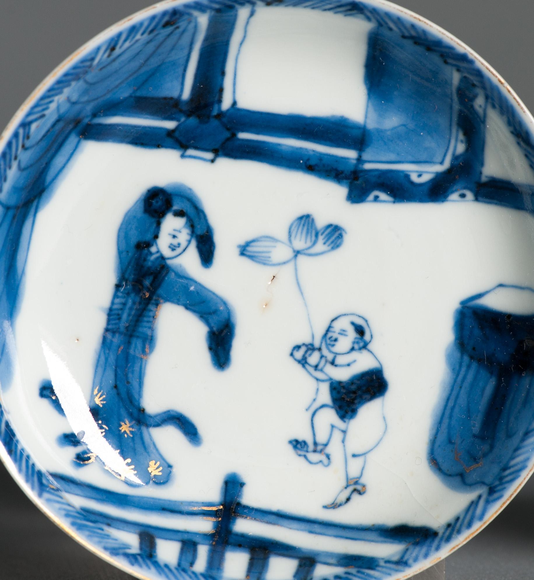 Antico set da tè in porcellana cinese del periodo Kangxi a vaso sottile Pagode figurata in vendita 8