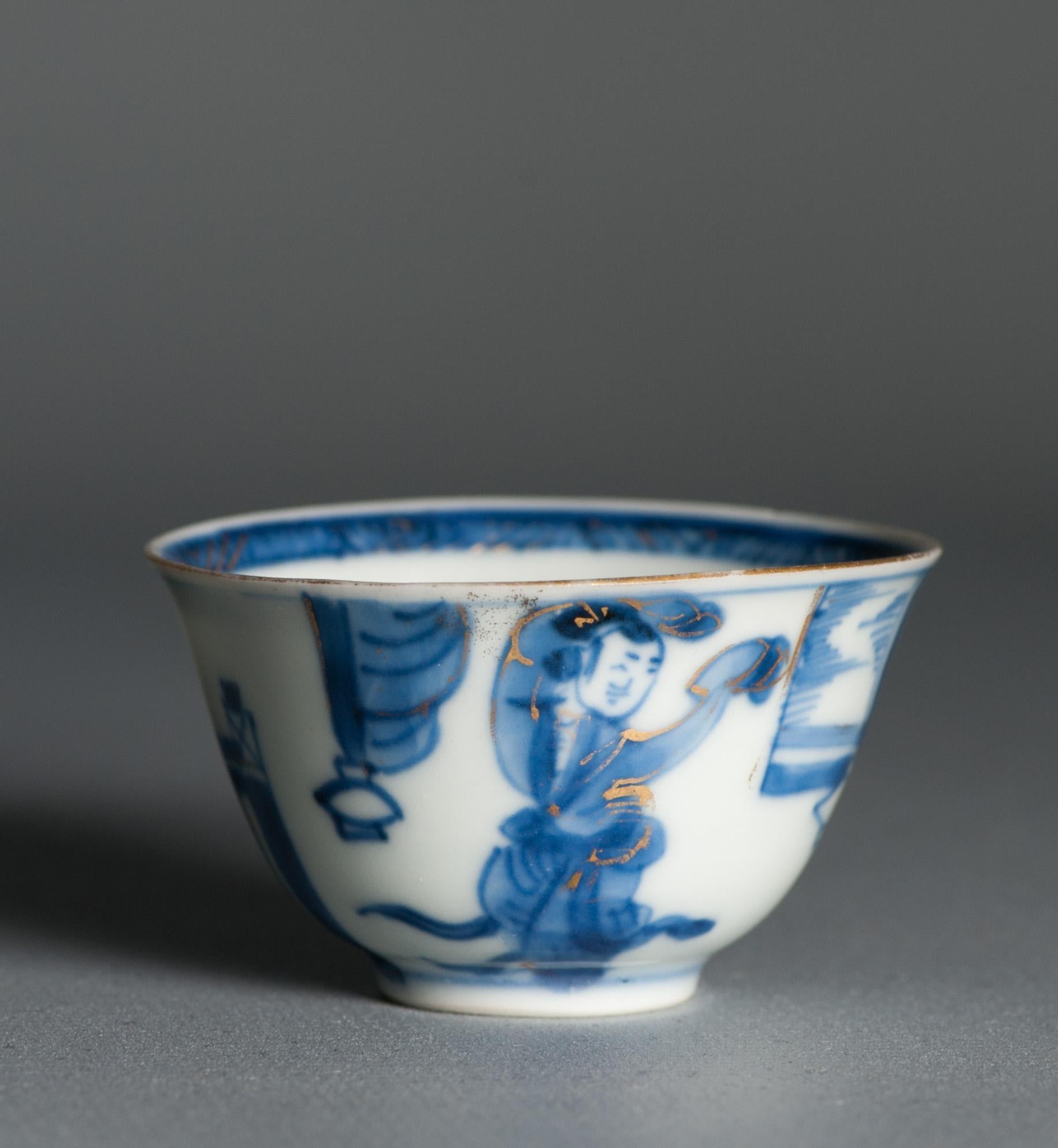 Antico set da tè in porcellana cinese del periodo Kangxi a vaso sottile Pagode figurata in vendita 11